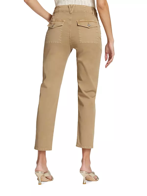 Women's Midi Waist Bottoms Straight Wide Legs Cargo Pants Four Pockets  Trousers