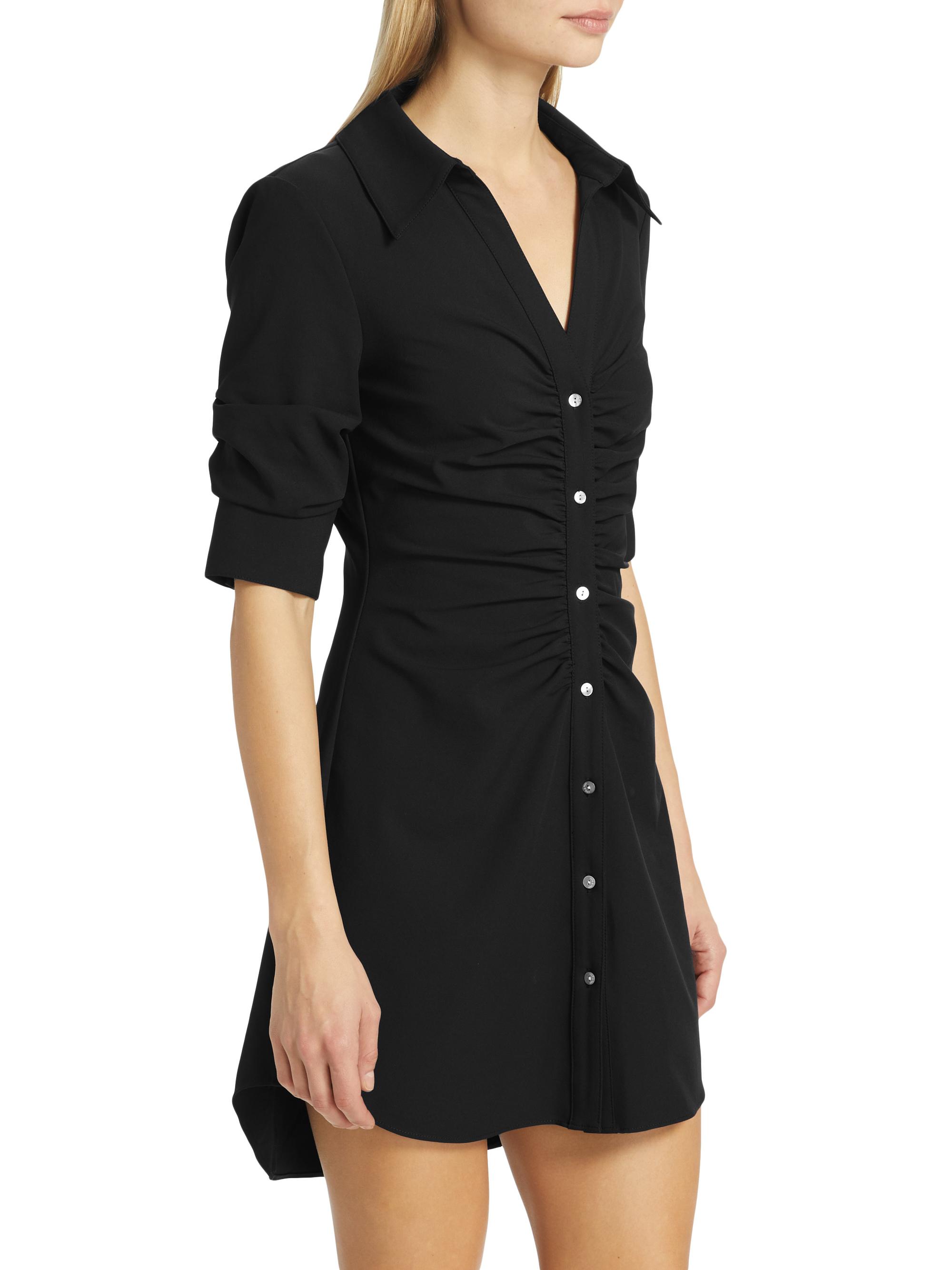 Cinq à Sept Elina Gathered Mini-Shirtdress | Saks Fifth Avenue