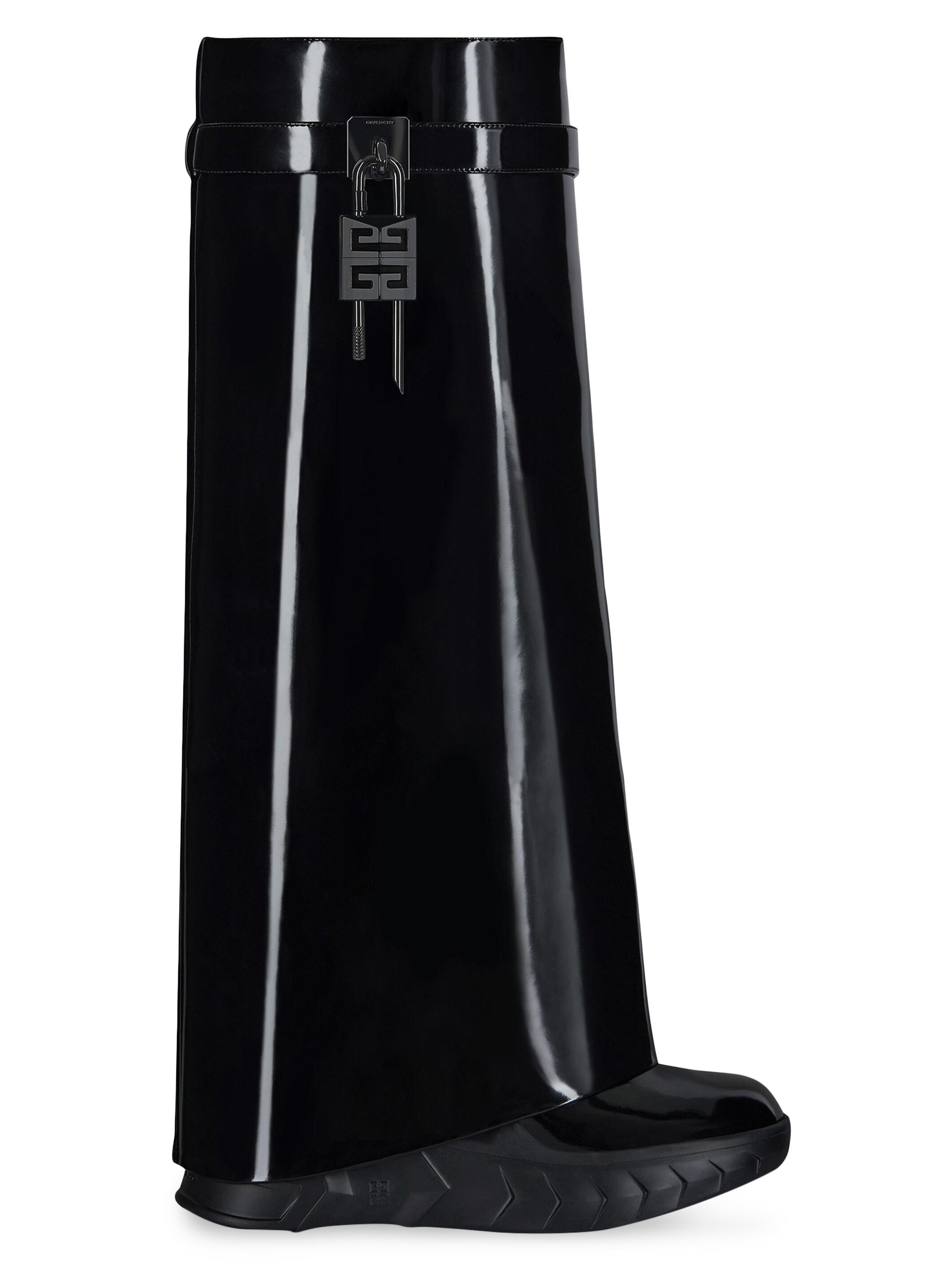 Givenchy Women's Shark Lock Biker Boots in Patent Leather - Black