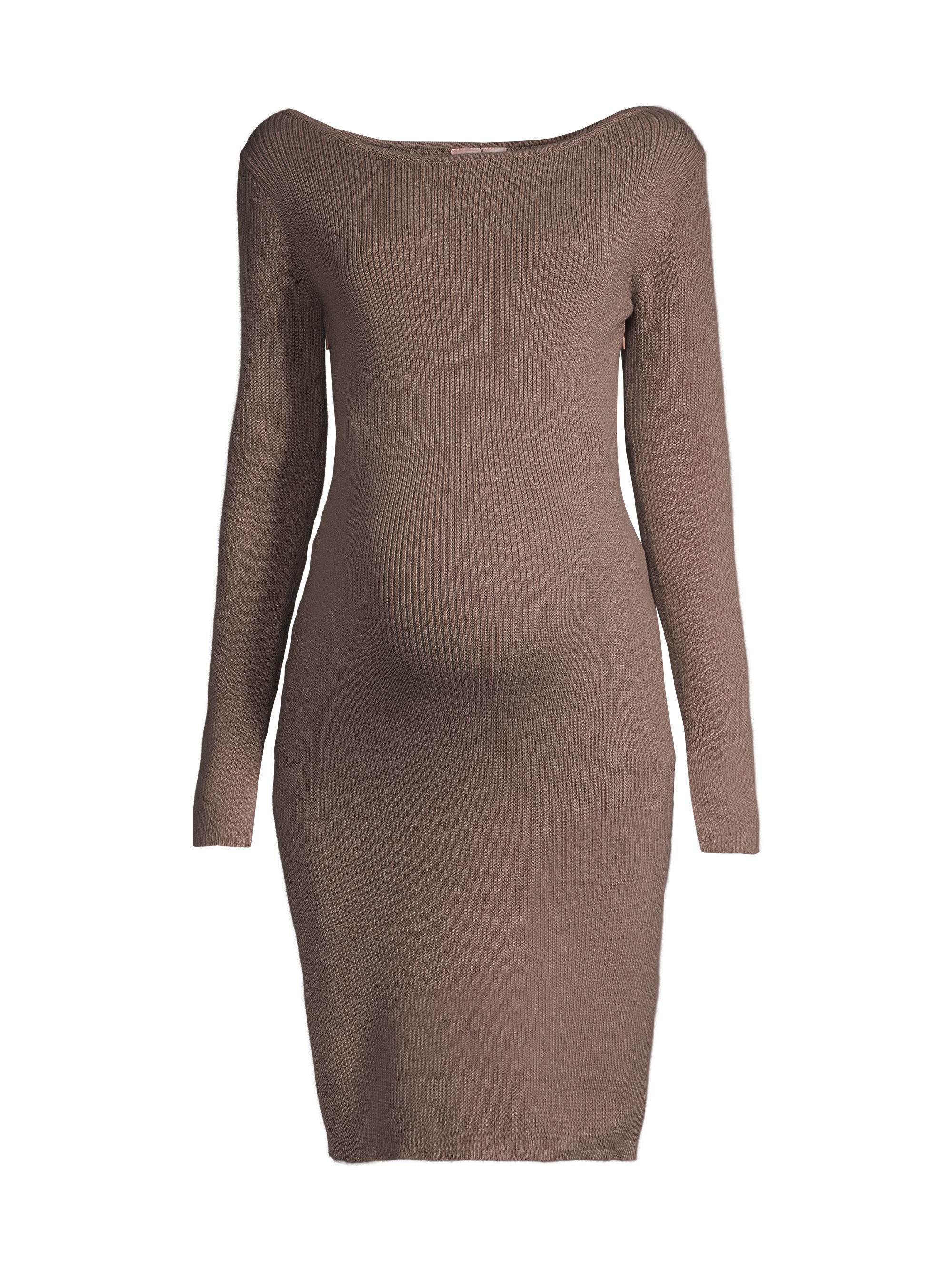 Nom Maternity Women's Hudson Ribbed Maternity Sweater Dress - Taupe