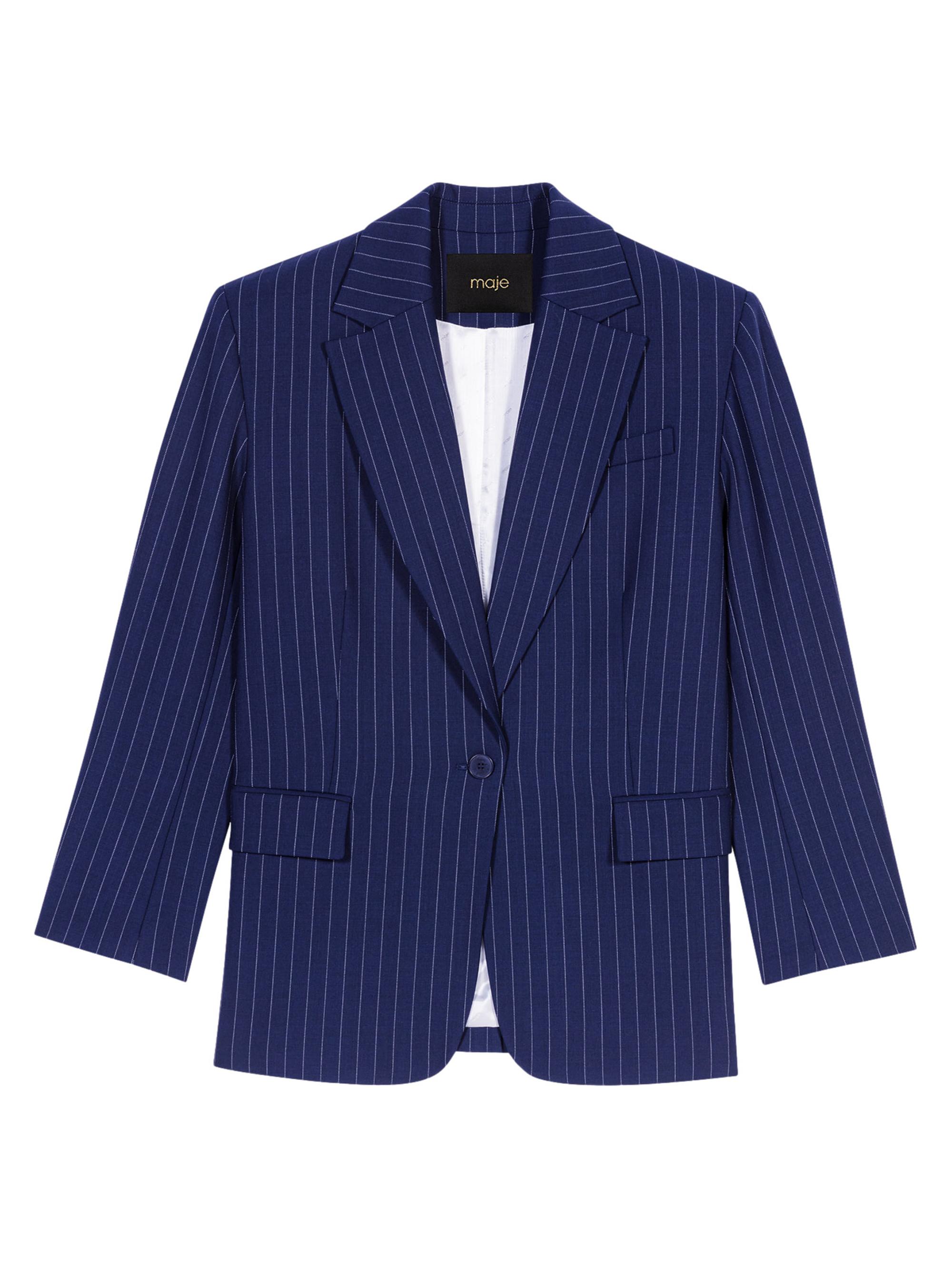 Maje Women's Striped Suit Jacket - Navy Tennis Stripe