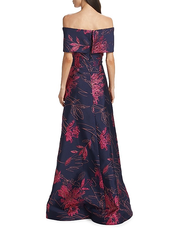 Shop Teri Jon by Rickie Freeman Floral Jacquard Off-The Shop Teri Jon by Rickie Freeman Floral Jacquard Off-The