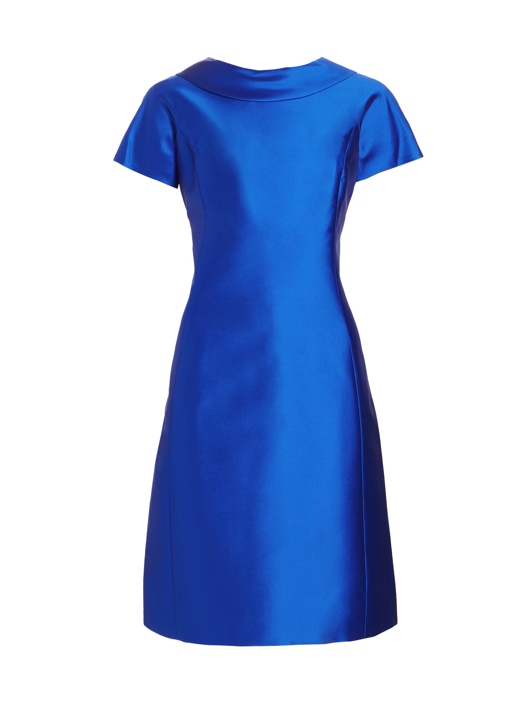 Teri Jon by Rickie Freeman Women's Roll-Neck Gazar A-Line Dress - Royal Blue