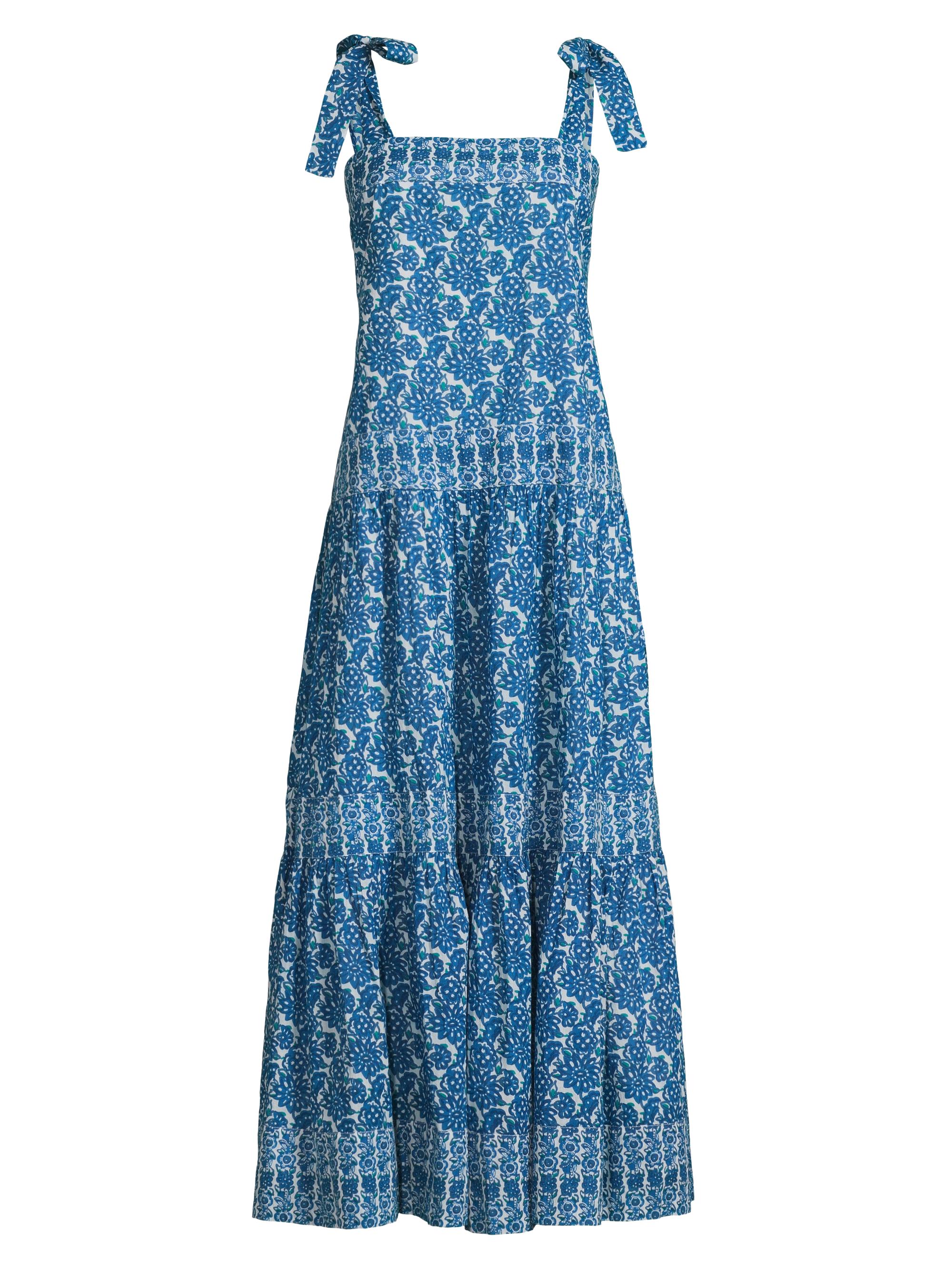Ro's Garden Women's Vail Paisley Tiered Midi-Dress - Blue Panaji