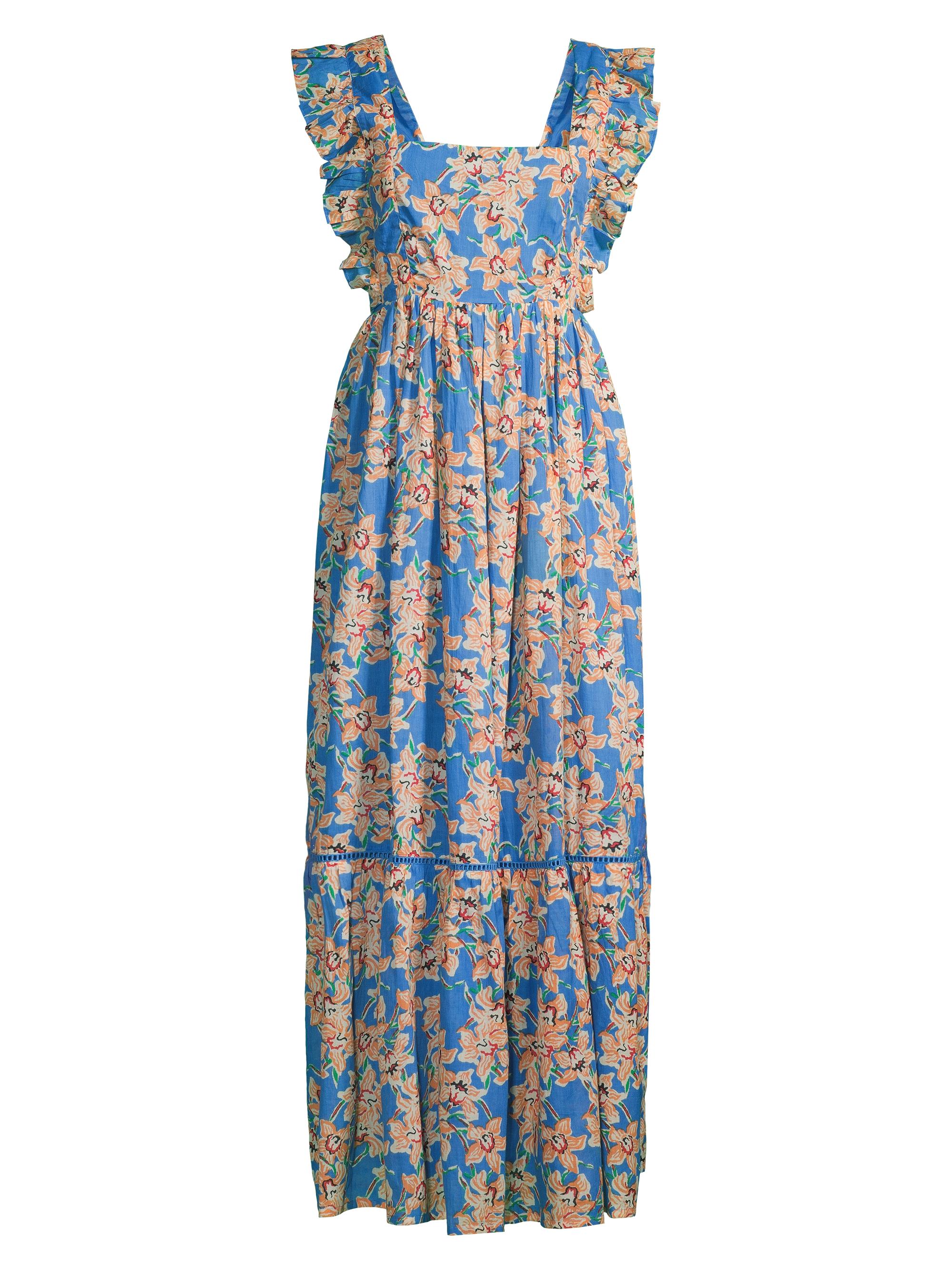 Ro's Garden Women's Priscilla Floral Flutter-Sleeve Maxi Dress - Blue Multi