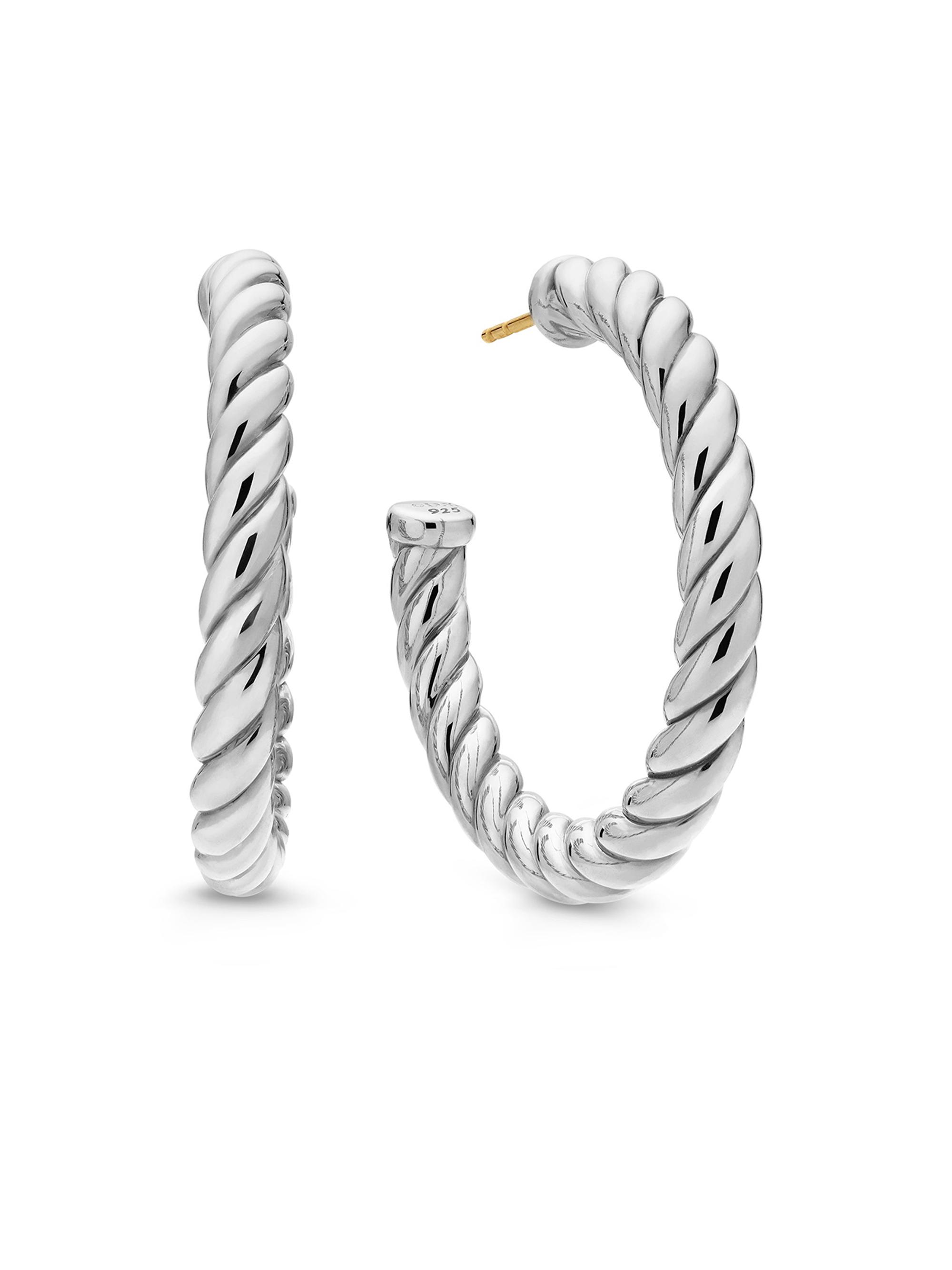 David Yurman Women's Sculpted Cable Hoop Earrings in Sterling Silver, 40mm - Silver