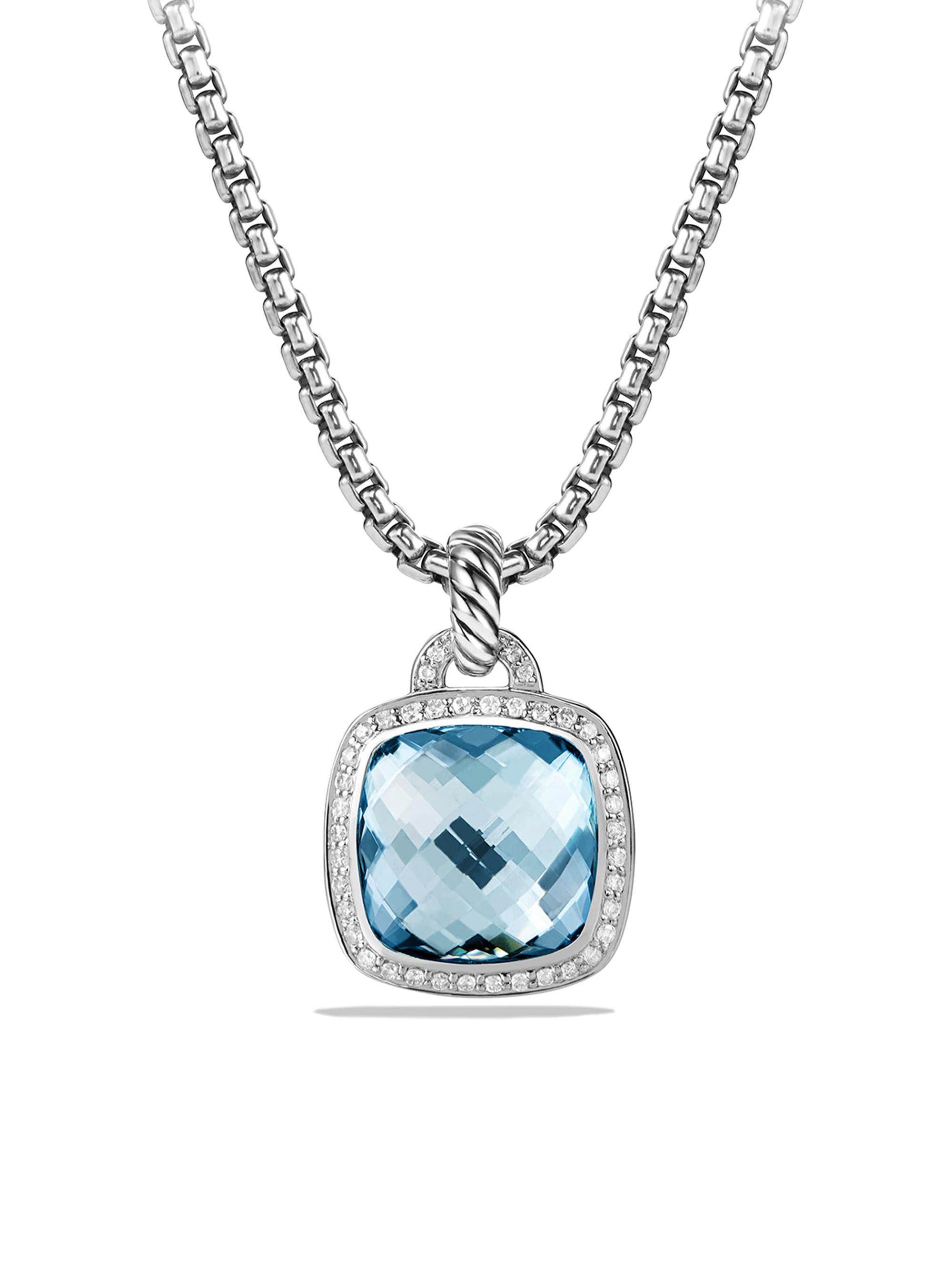 David Yurman Women's Albion Pendant with Diamonds - Blue Topaz