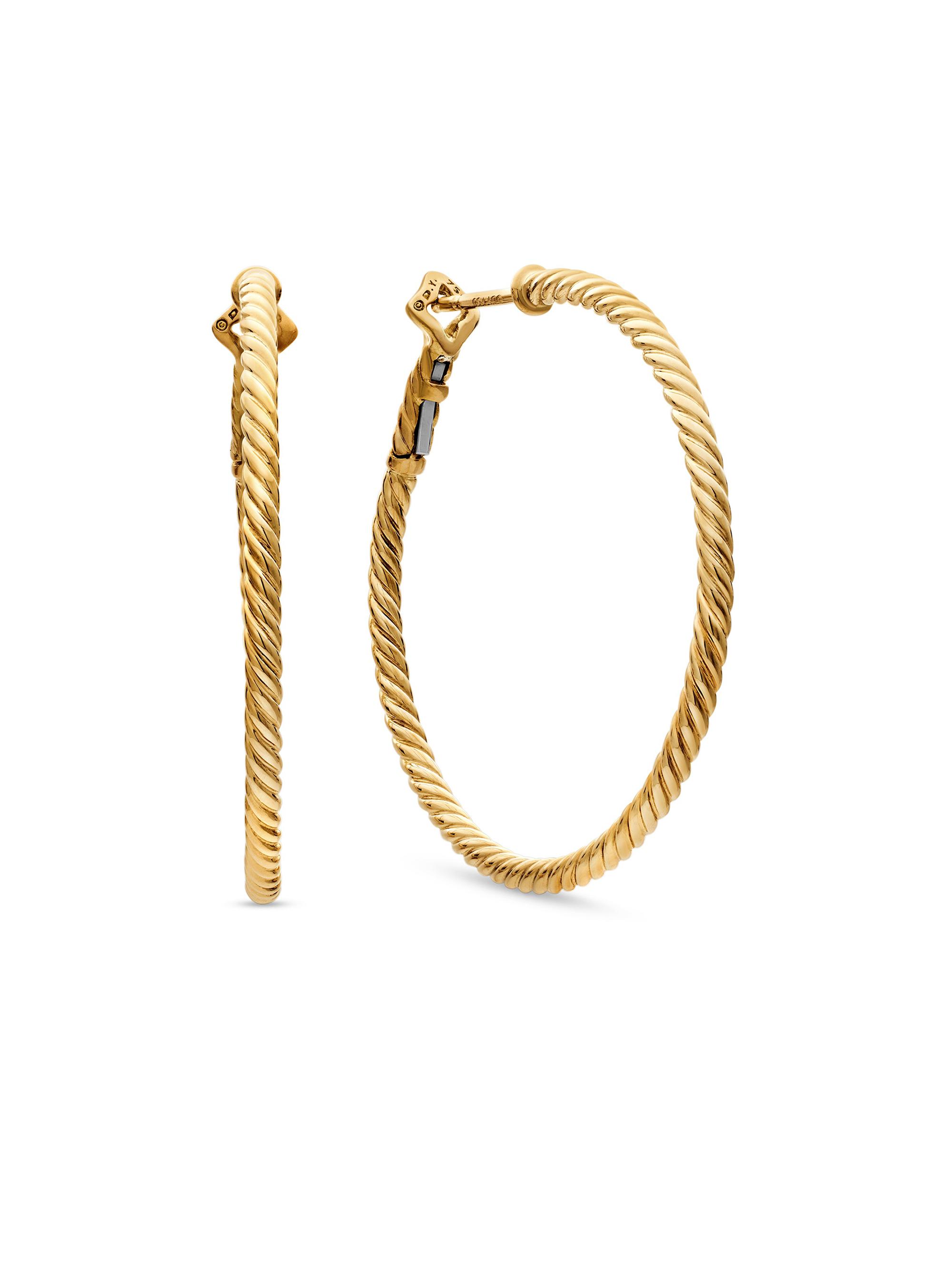 David Yurman Women's Cable Classics Hoop Earrings in 18K Yellow Gold - Gold