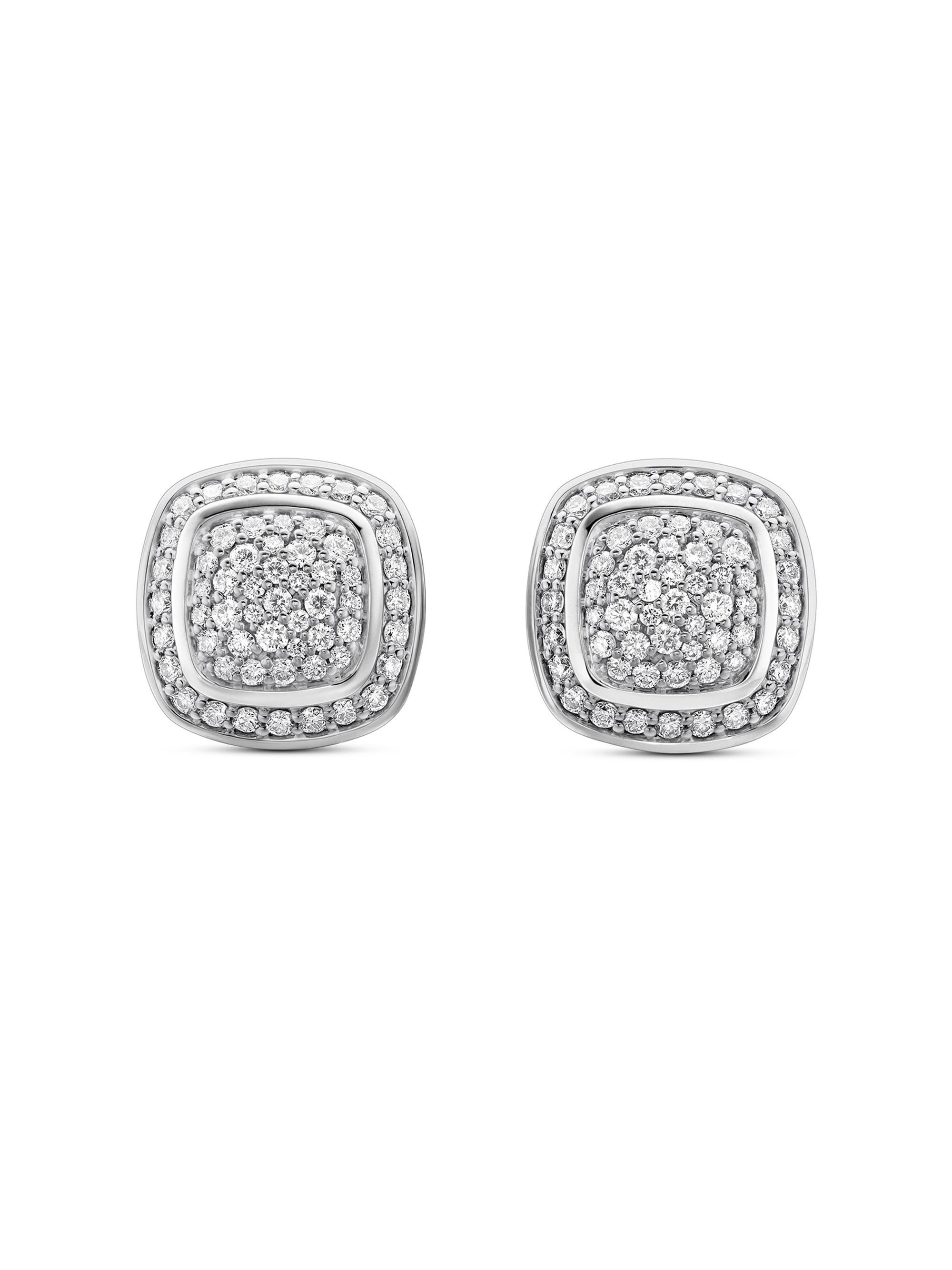 David Yurman Women's Albion Stud Earrings in Sterling Silver with Pavé Diamonds, 7mm - Diamond
