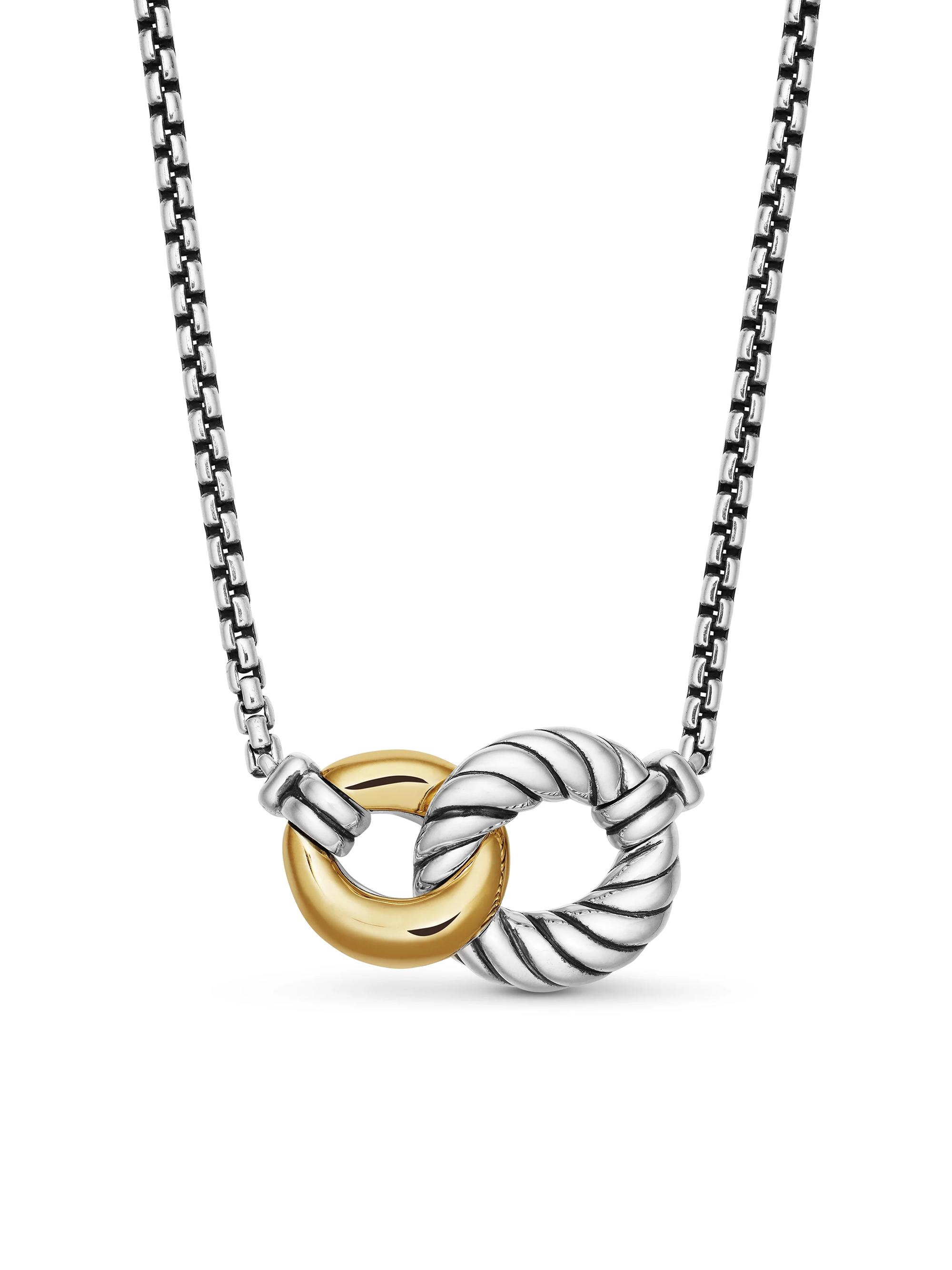 David Yurman Women's Belmont Curb Link Necklace in Sterling Silver with 18K Yellow Gold, 20mm - Silver