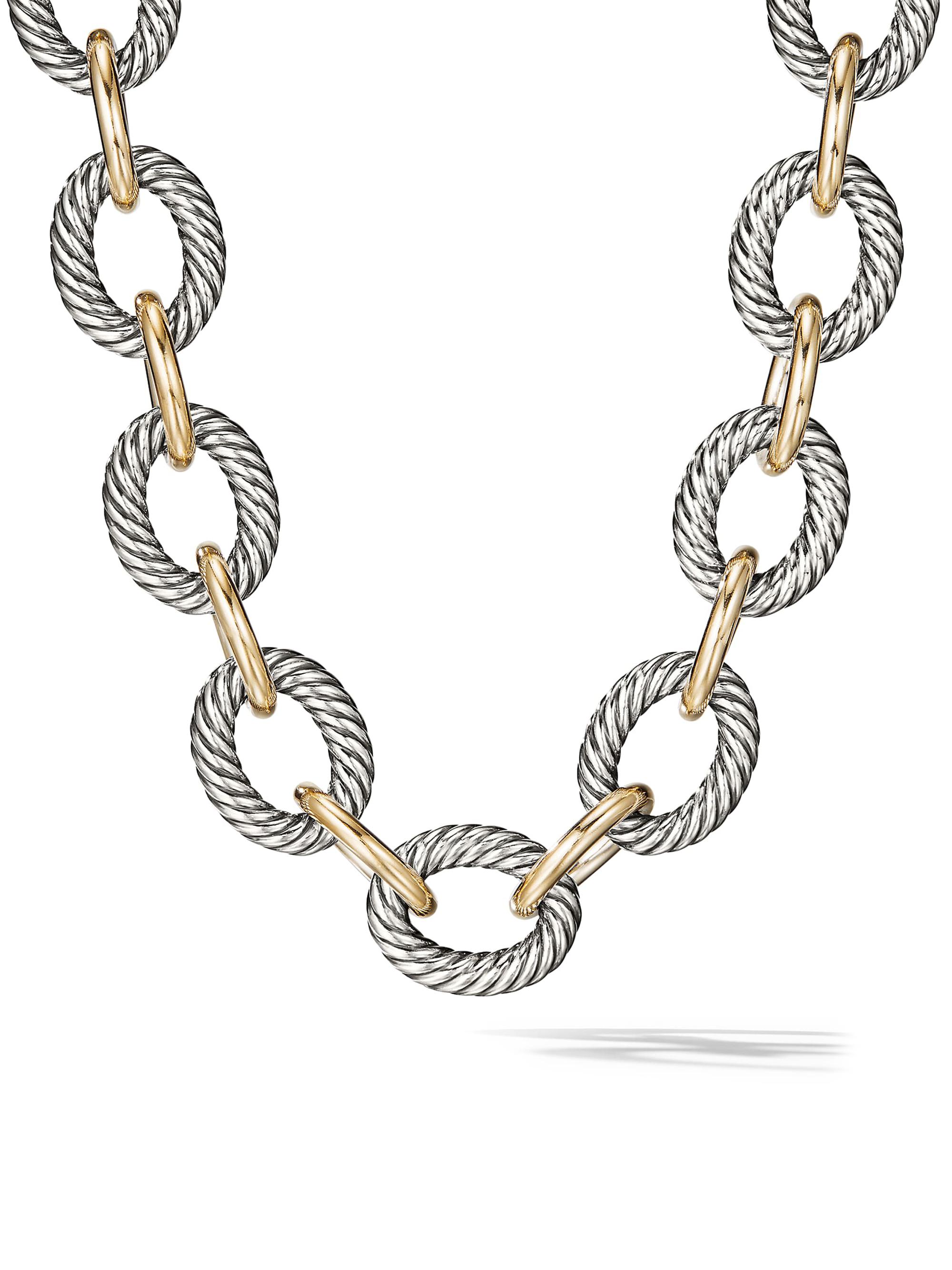 David Yurman Women's Oval Extra-Large Link Necklace with 18K Yellow Gold - Silver Gold