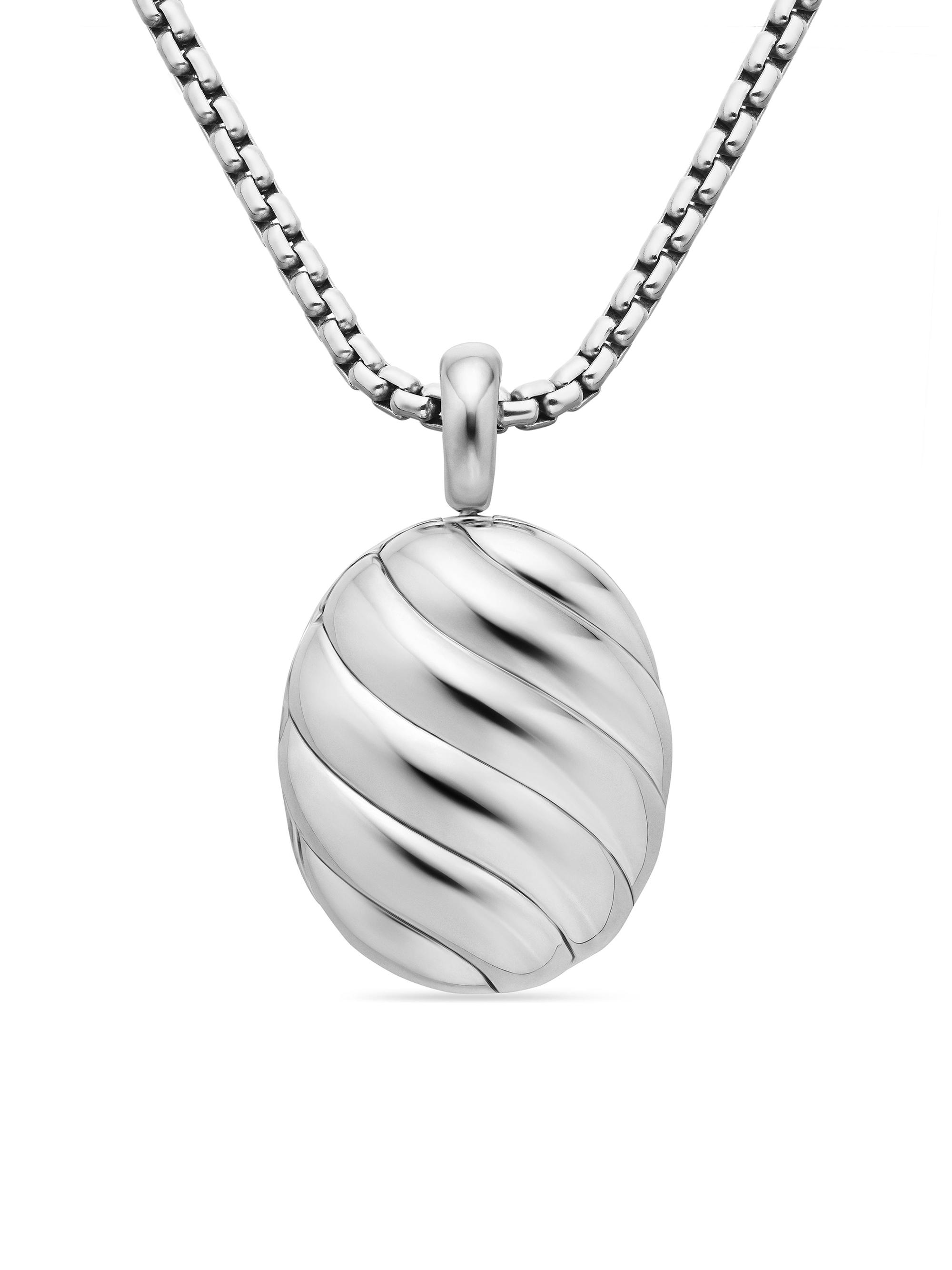 David Yurman Women's Sculpted Cable Locket in Sterling Silver, 27MM - Silver