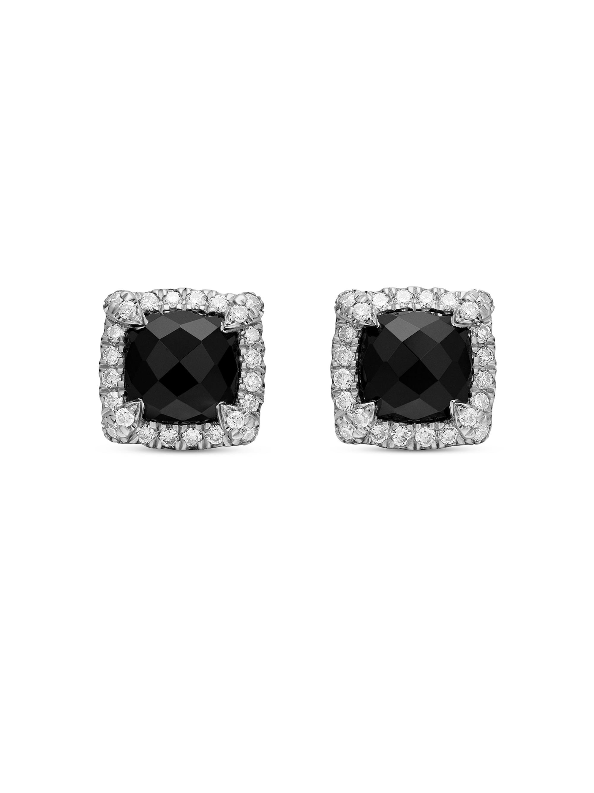 David Yurman Women's Petite Chatelaine Pavé Bezel Stud Earrings in Sterling Silver - Black Onyx