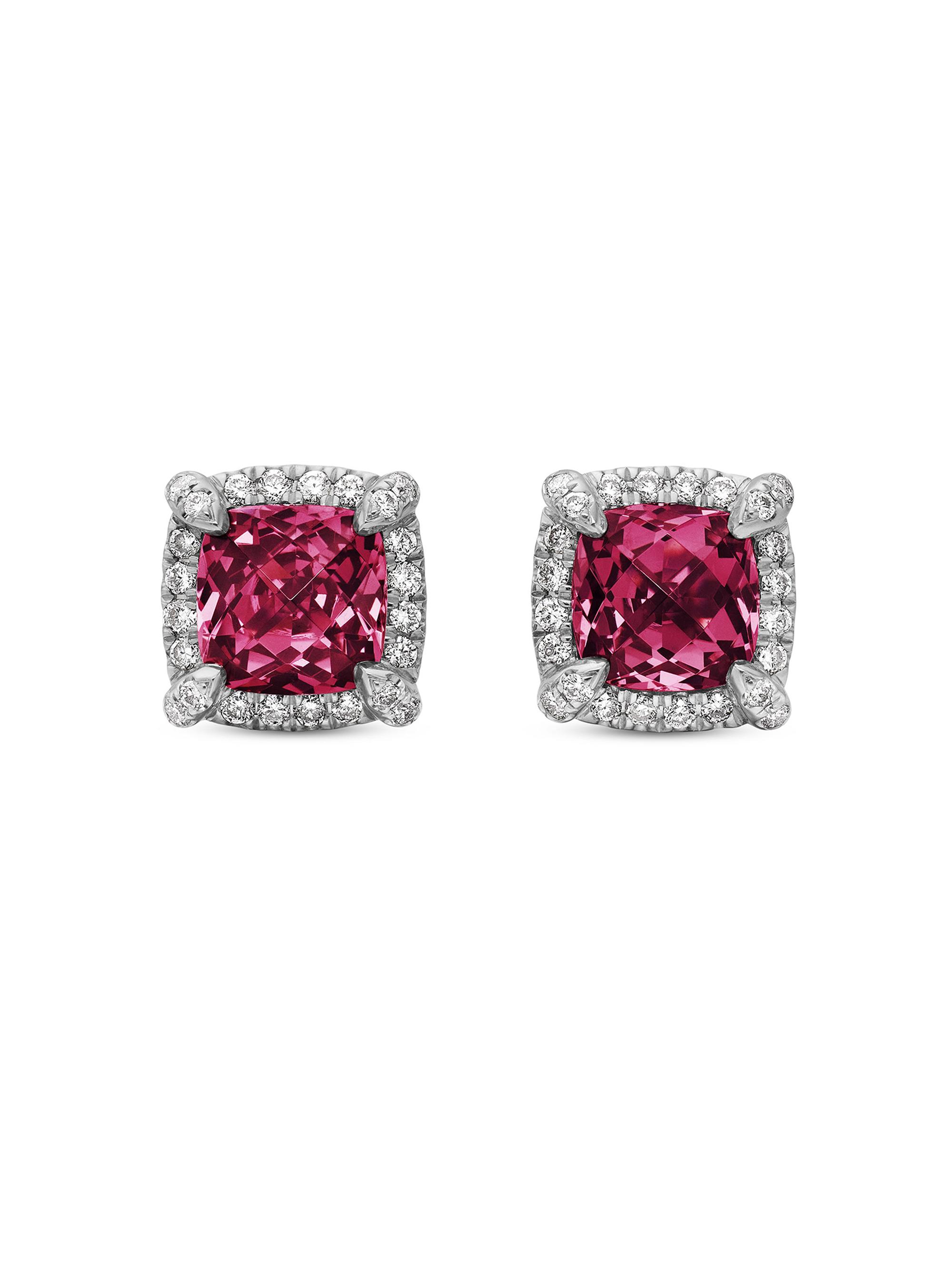 David Yurman Women's Petite Chatelaine Pavé Bezel Stud Earrings in Sterling Silver - Rhodolite Garnet