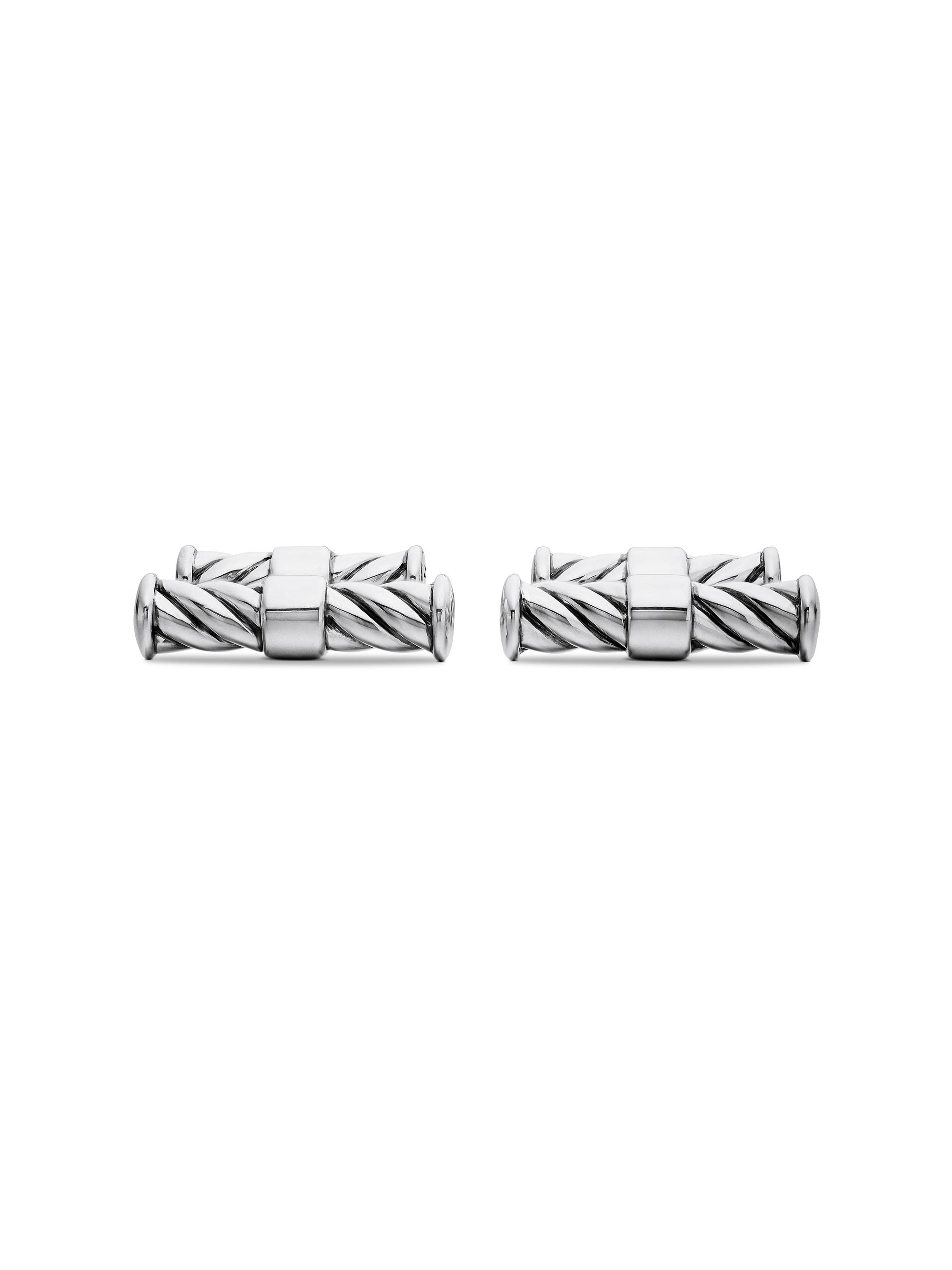 David Yurman Men's Sculpted Cable Elongated Cufflinks in Sterling Silver, 22mm - Silver