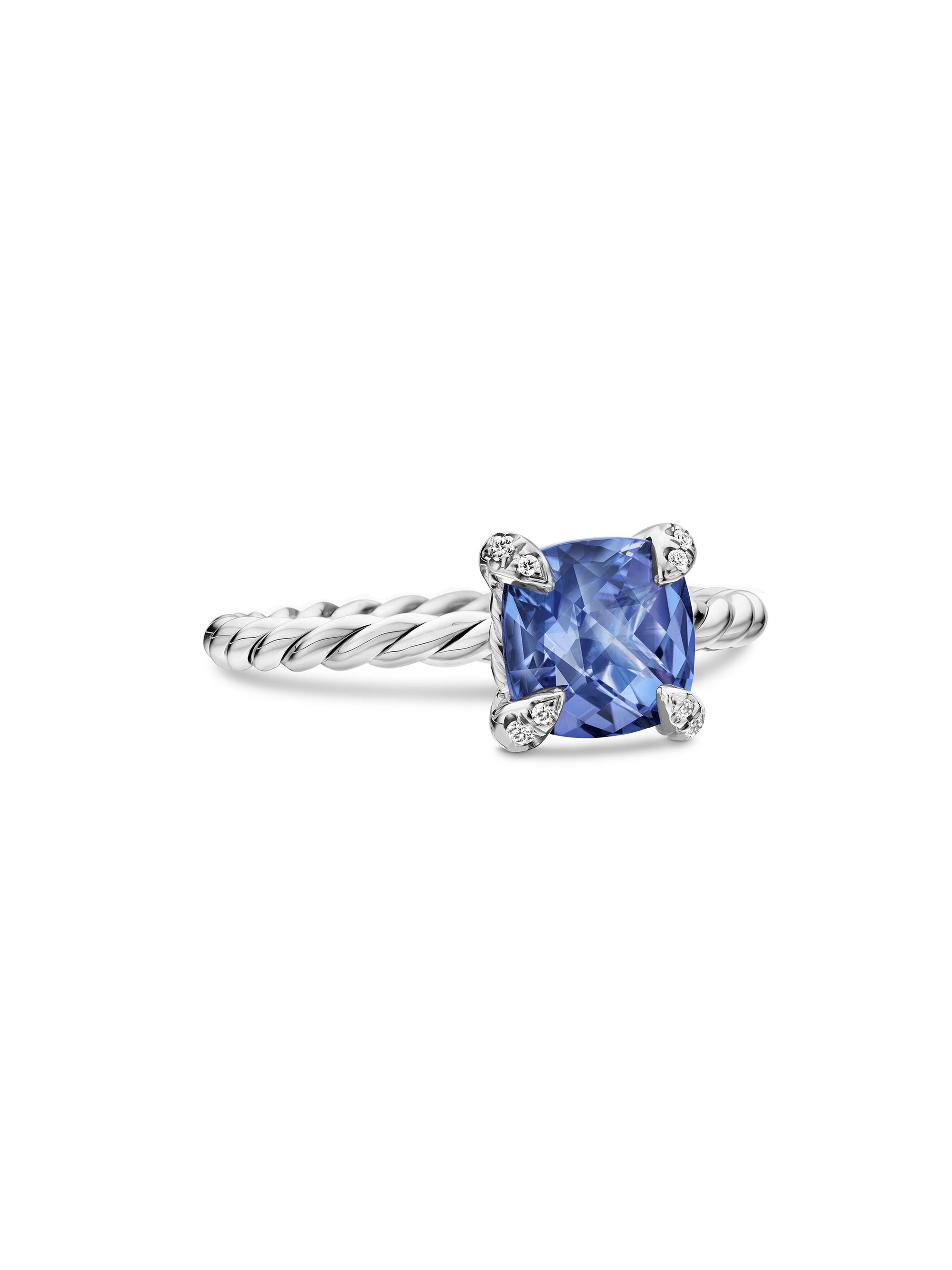 David Yurman Women's Chatelaine Ring in 18K White Gold - Tanzanite