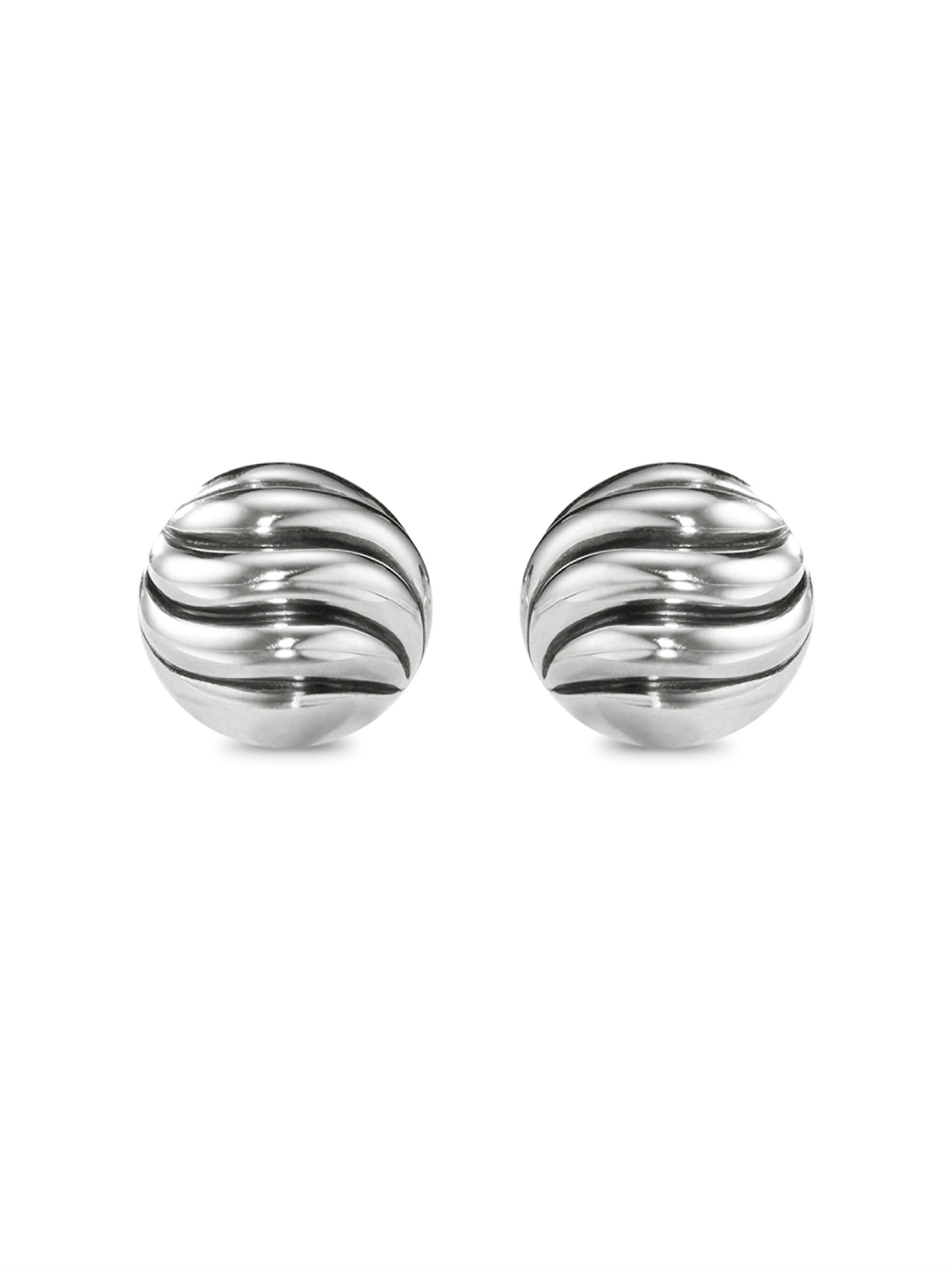 David Yurman Women's Sculpted Cable Stud Earrings in Sterling Silver, 8MM - Silver