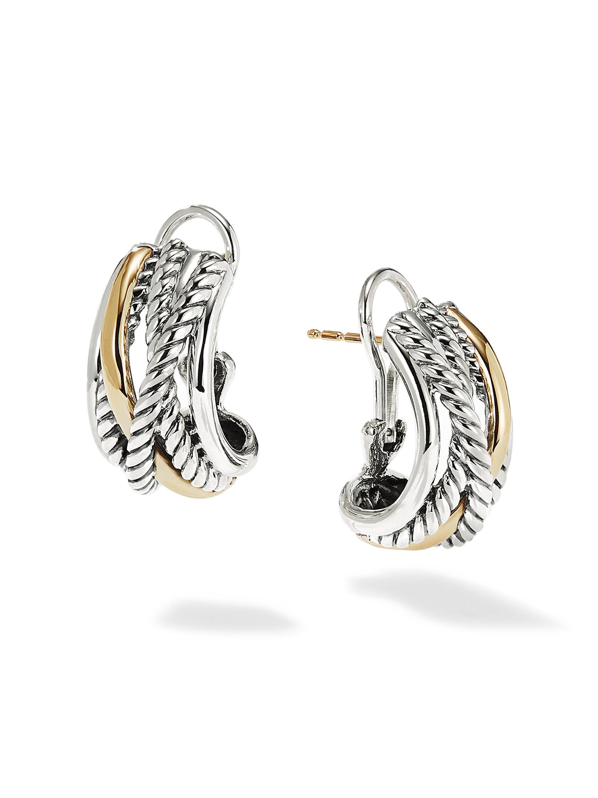 David Yurman Women's Crossover Earrings with 14K Yellow Gold - Silver Gold