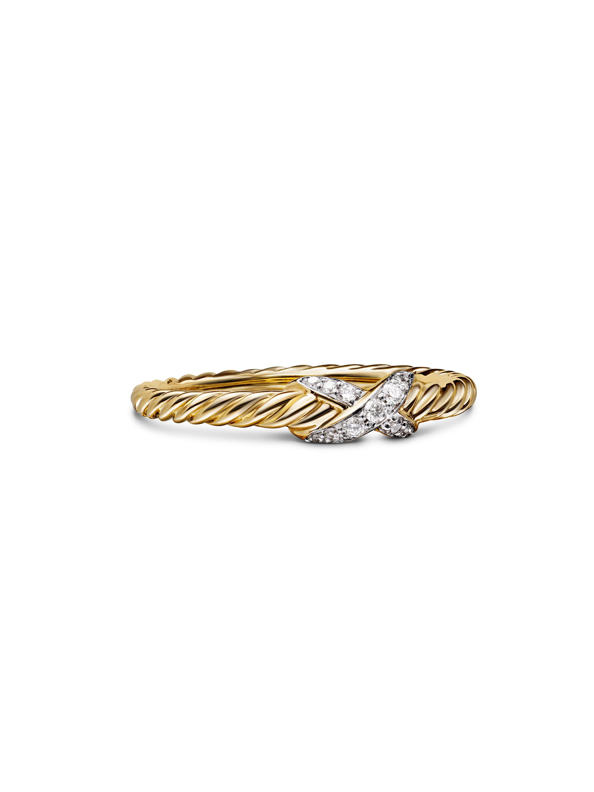 David Yurman Women's X Petite 18K Gold & Pavé Diamond Ring - Yellow Gold