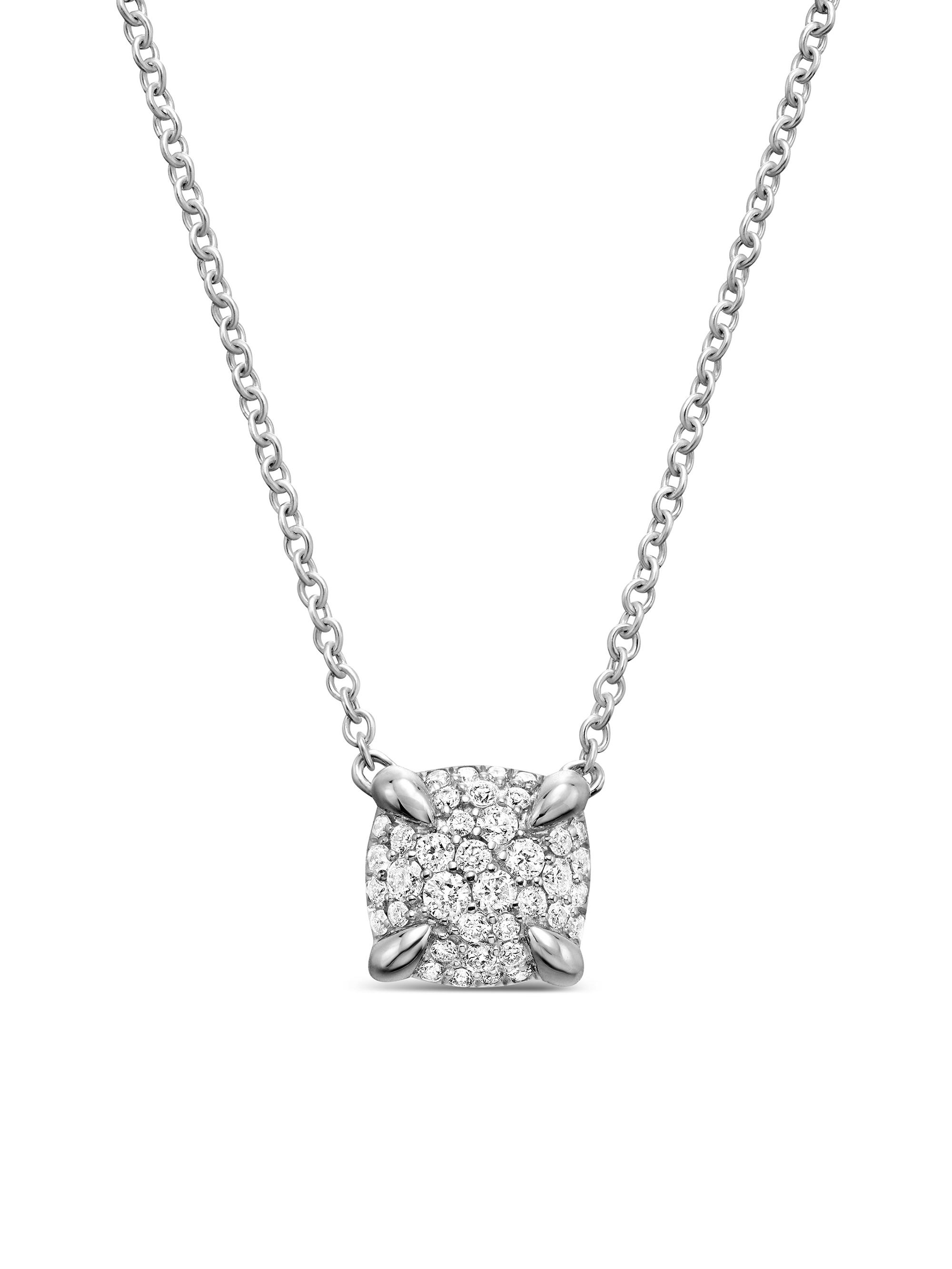 David Yurman Women's Petite Chatelaine Pendant Necklace in Sterling Silver with Pavé Diamonds, 7mm - Diamond