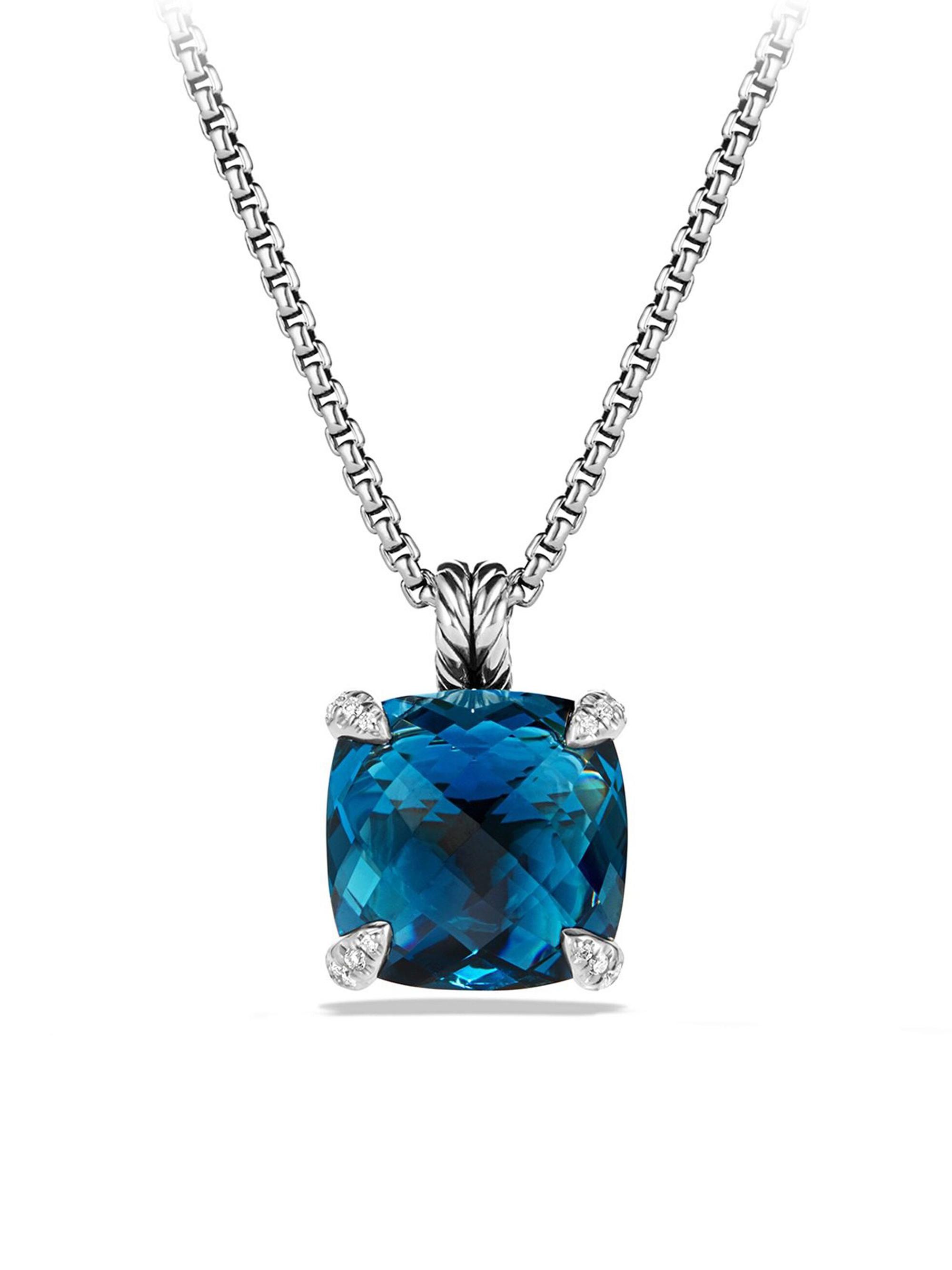 David Yurman Women's Châtelaine Pendant Necklace with Gemstone & Diamonds - Hampton Blue Topaz