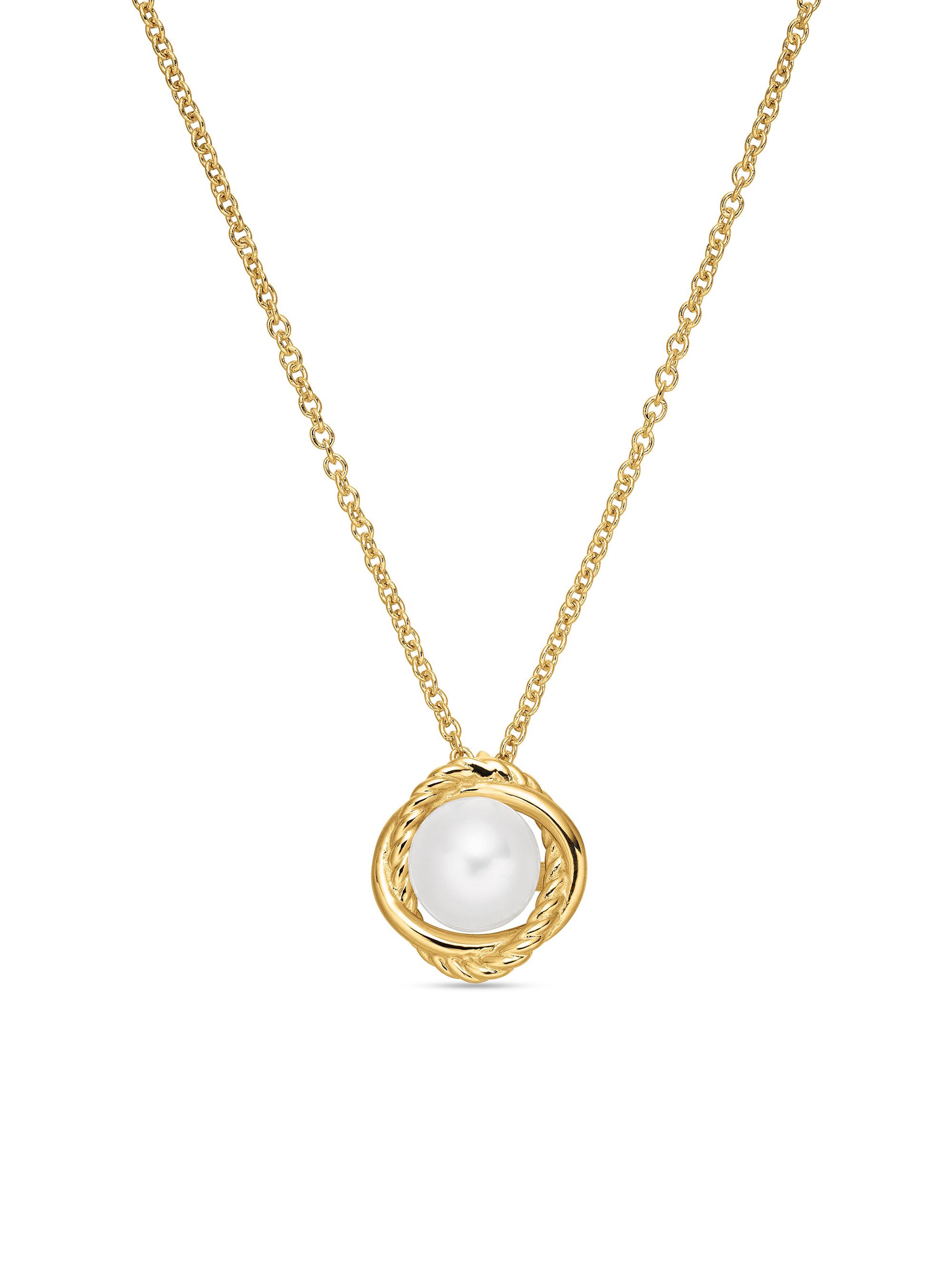 David Yurman Women's Crossover Infinity Pendant Necklace In K Yellow Gold With Pearl