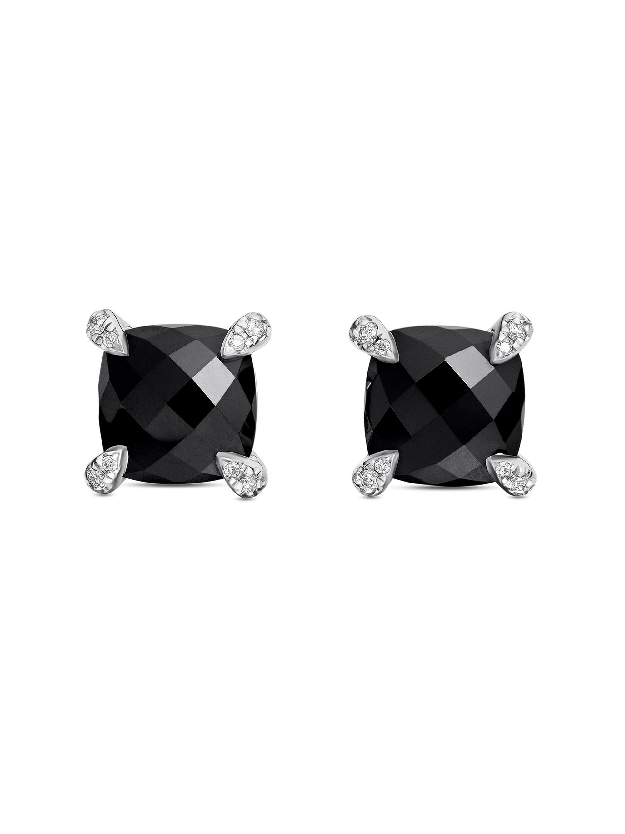 David Yurman Women's Chatelaine Stud Earrings in Sterling Silver - Black Onyx