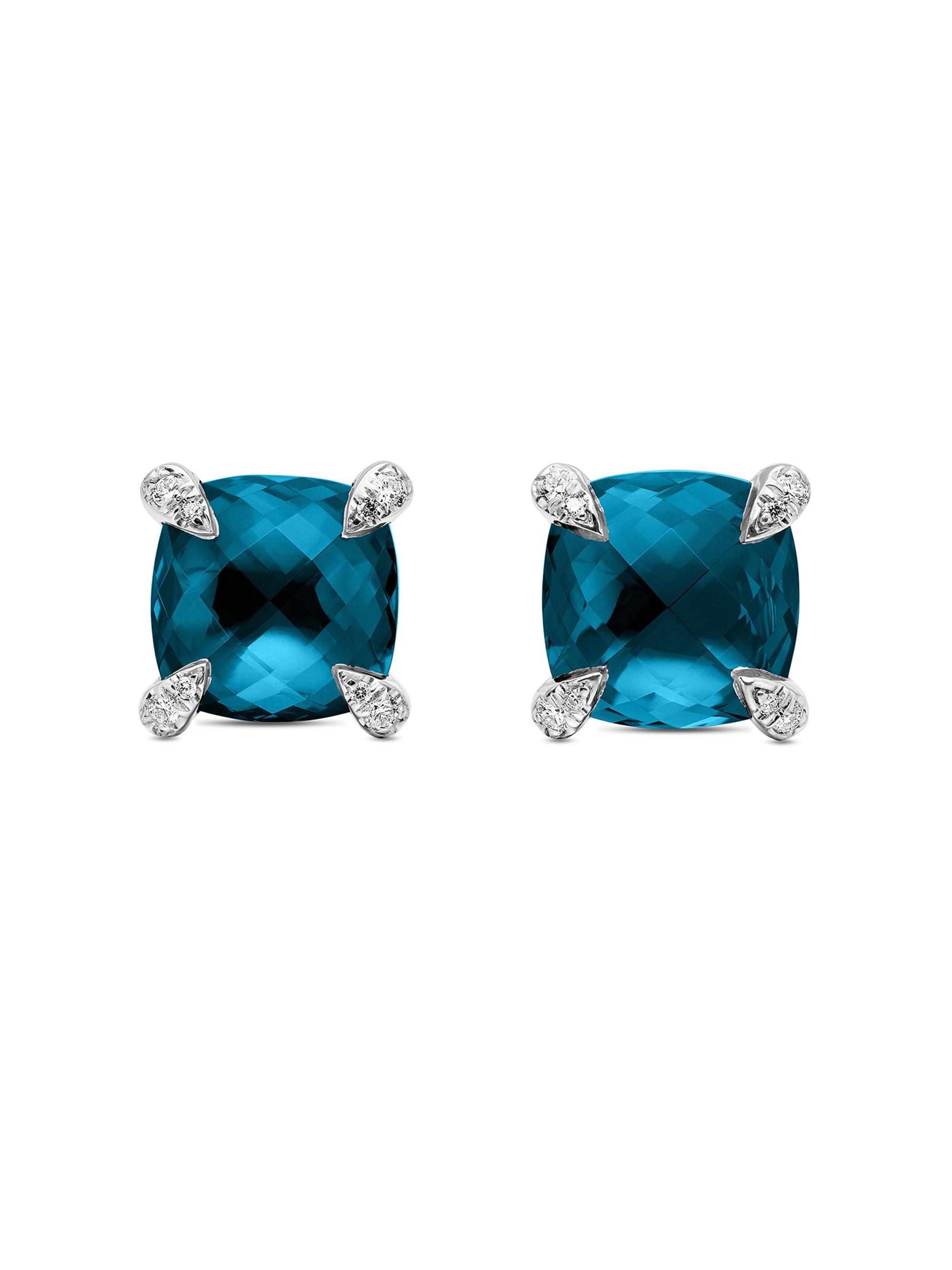 David Yurman Women's Chatelaine Stud Earrings in Sterling Silver - Hampton Blue Topaz