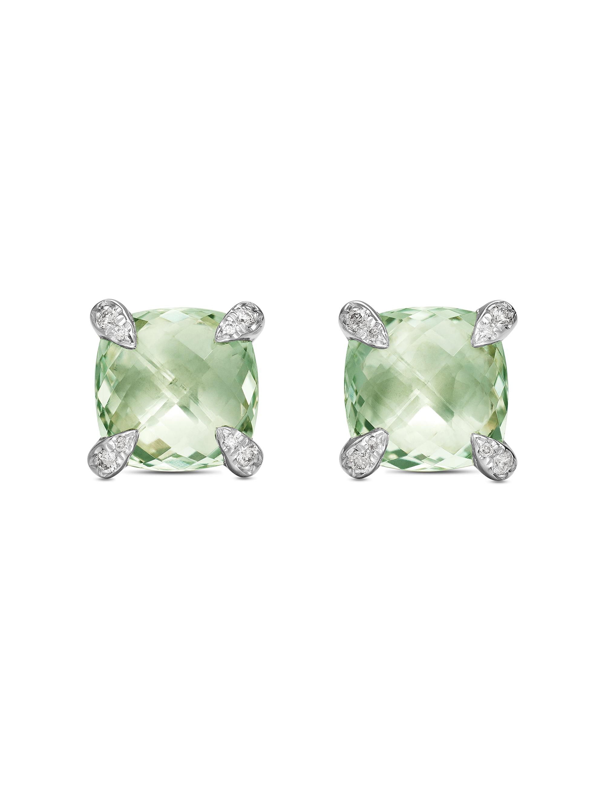 David Yurman Women's Chatelaine Stud Earrings in Sterling Silver - Prasiolite