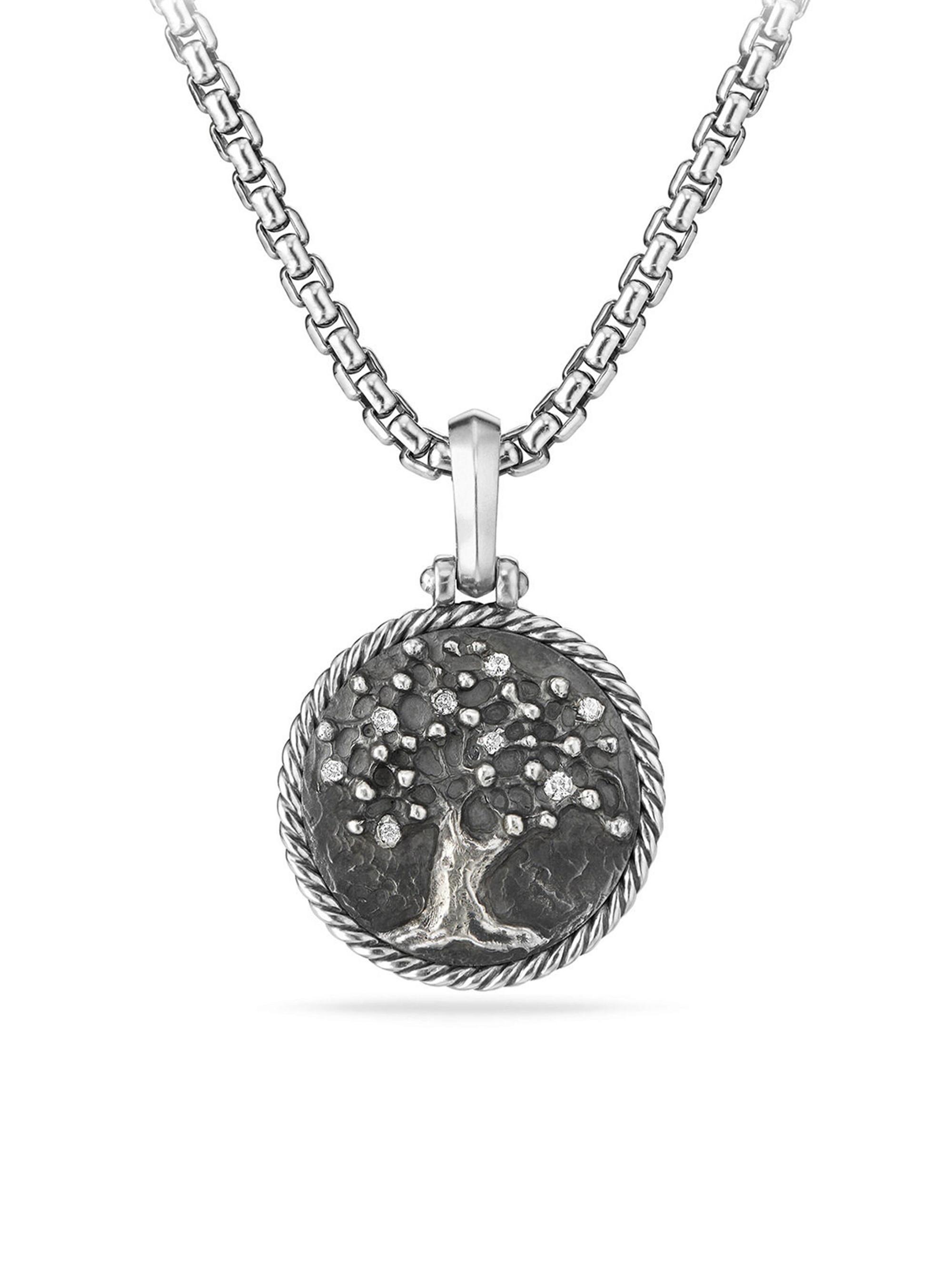 David Yurman Women's Cable Collectibles Tree of Life Amulet with Diamonds - Silver