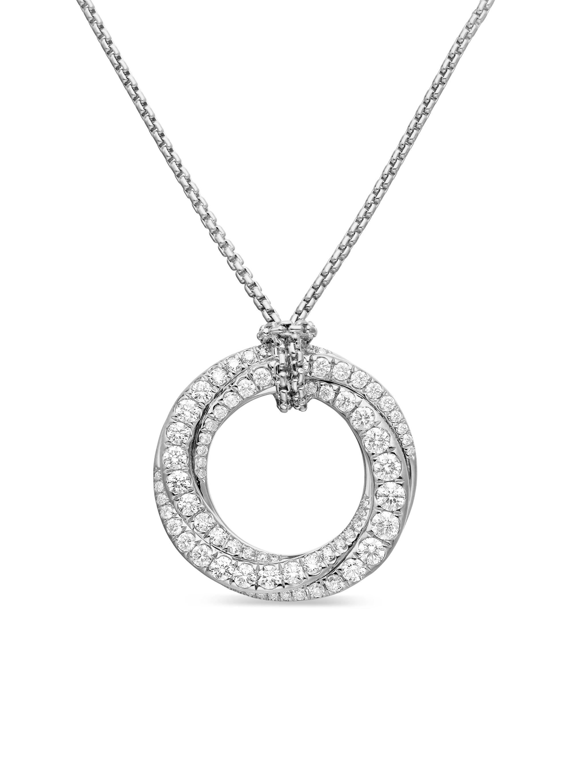 David Yurman Women's Pavé Crossover Pendant Necklace in K Yellow Gold with Diamonds, 21mm - Diamond