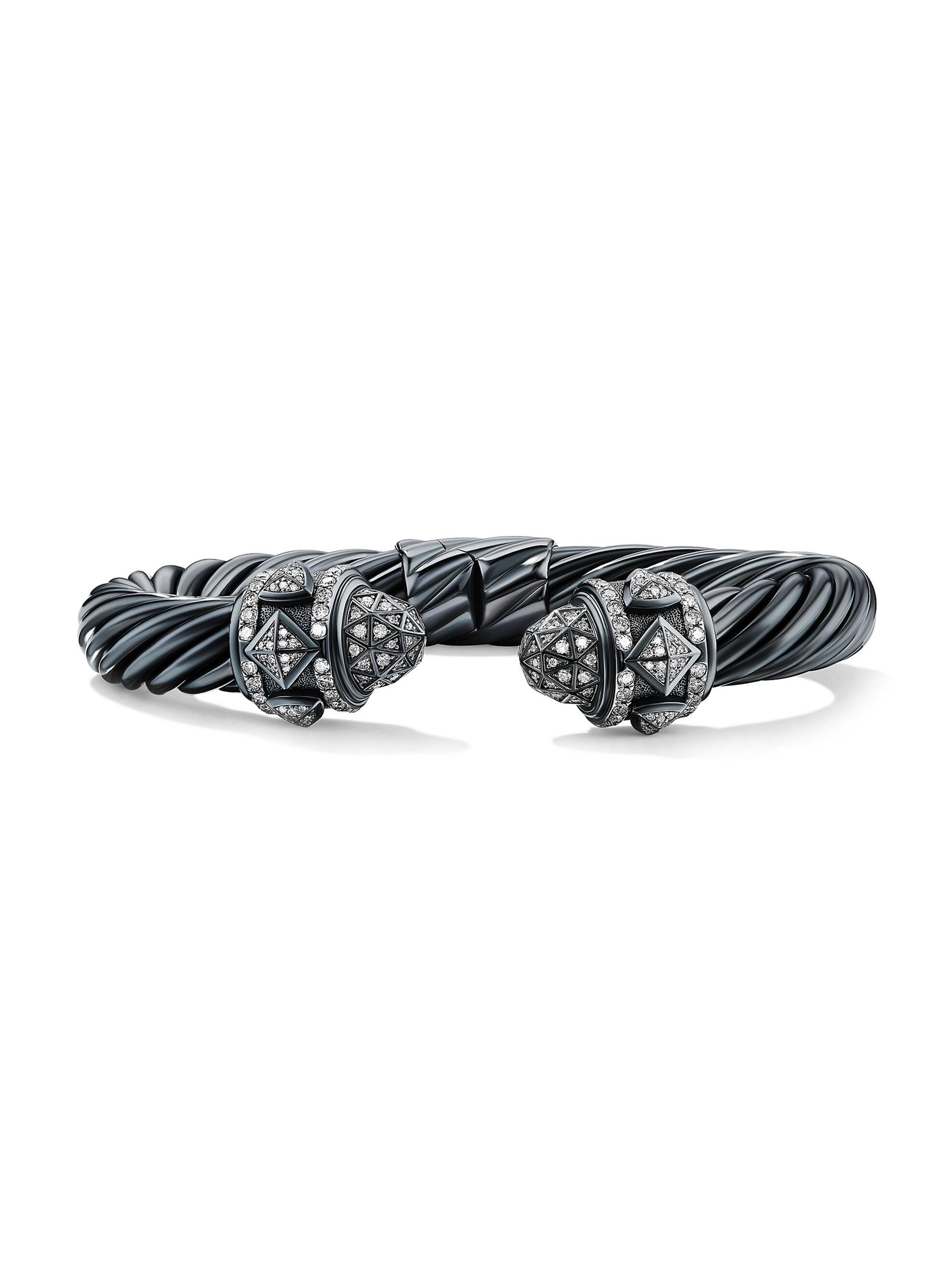David Yurman Women's Renaissance Bracelet In Blackened Sterling Silver With Pavé Diamonds - Silver