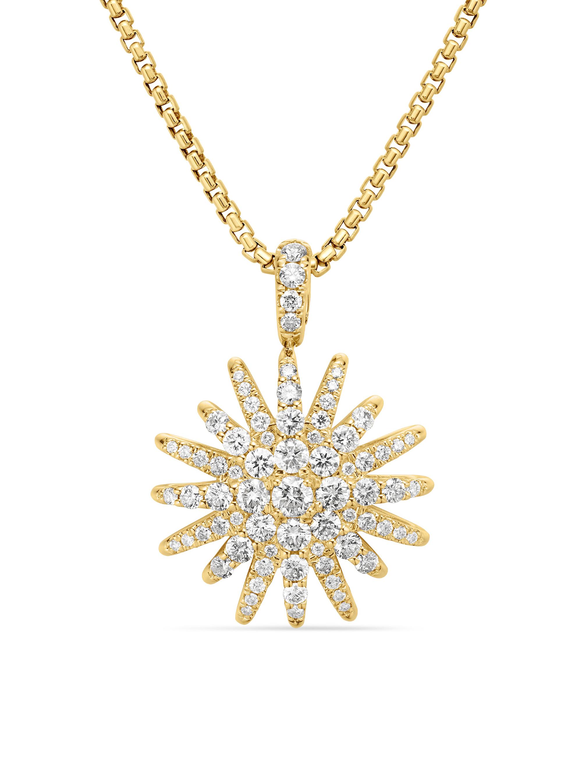 David Yurman Women's Starburst Pendant Necklace in 18K White Gold with Diamonds, 20MM - Diamond