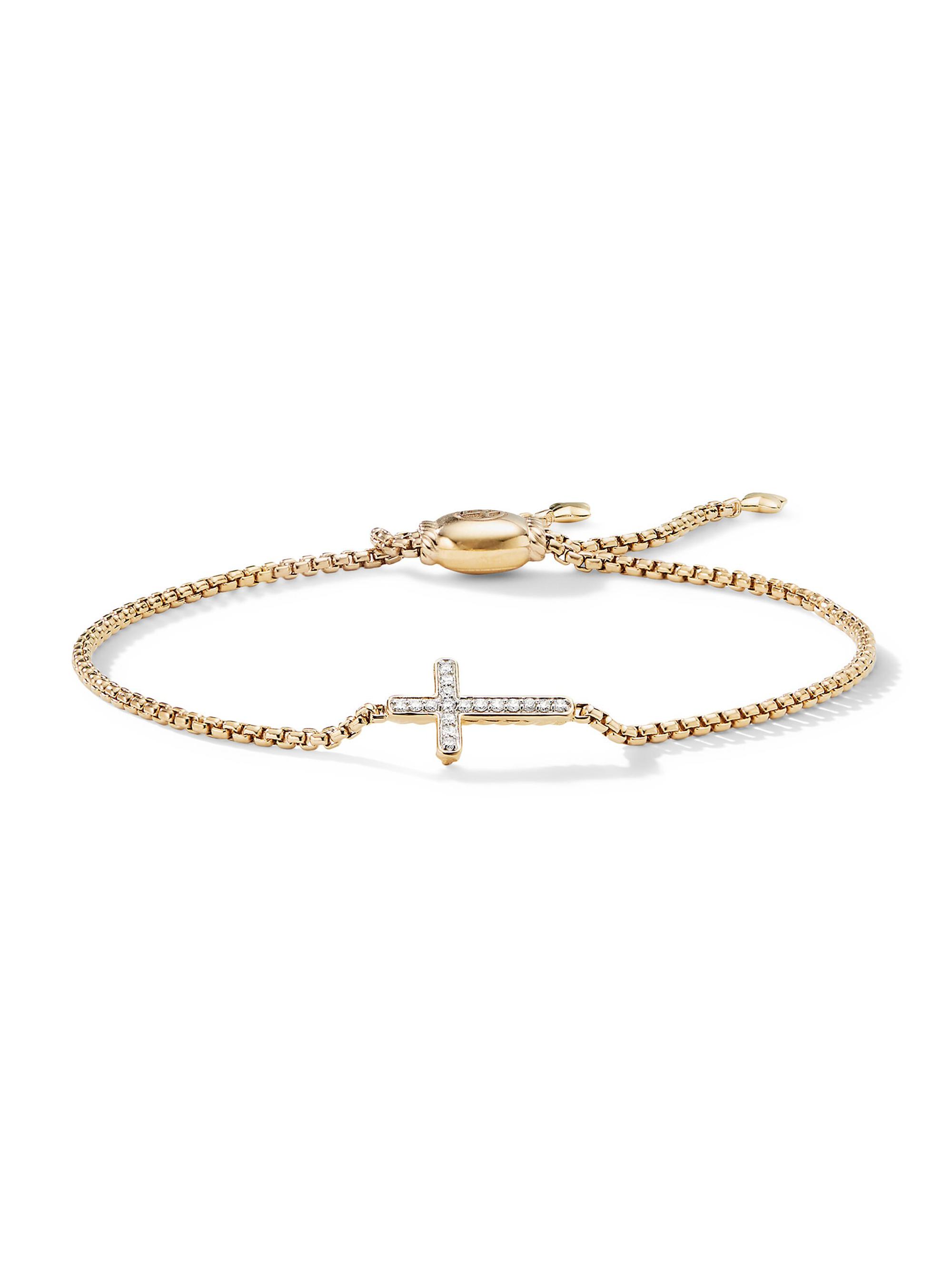 David Yurman Women's Petite Pavé Cross Chain Bracelet in 18K Yellow Gold with Diamonds, 1.7mm - Diamond
