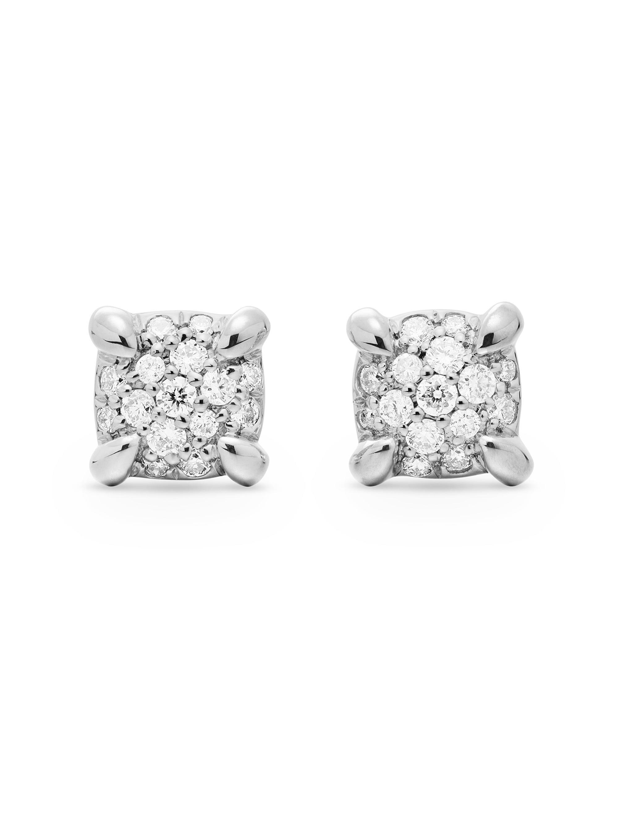 David Yurman Women's Petite Chatelaine Stud Earrings in 18K Gold with Pavé Diamonds, 5MM - White Gold