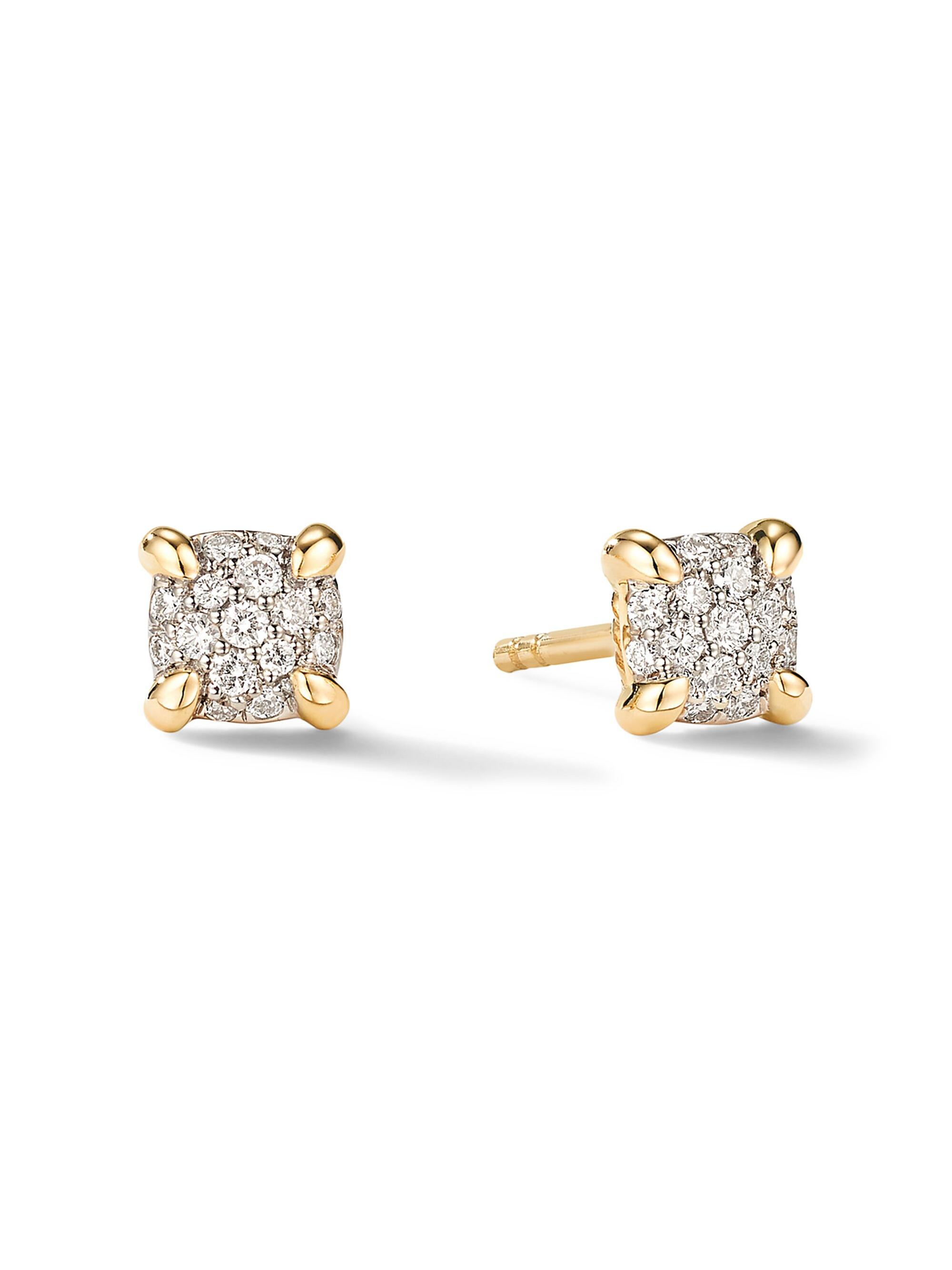 David Yurman Women's Petite Chatelaine Stud Earrings in 18K Gold with Pavé Diamonds, 5MM - Yellow Gold