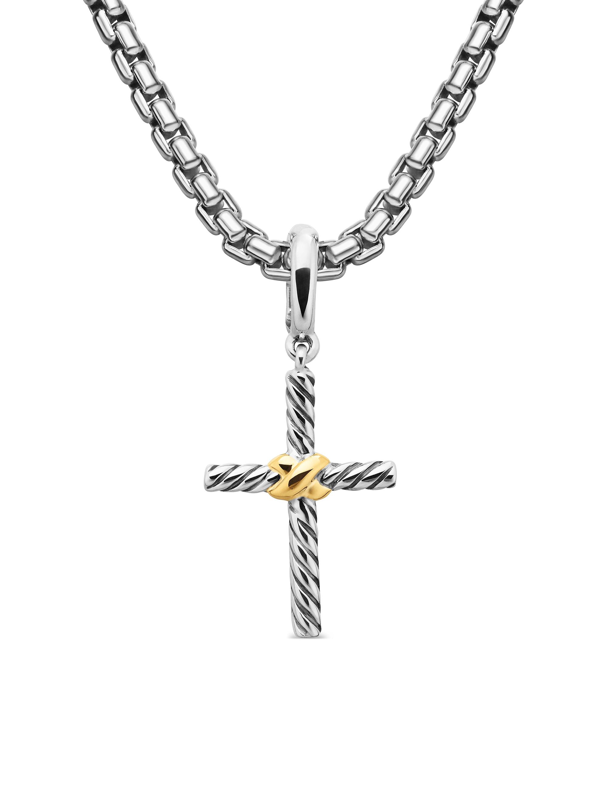 David Yurman Women's Petite X Cross Pendant in Sterling Silver with 18K Yellow Gold, 23mm - Silver
