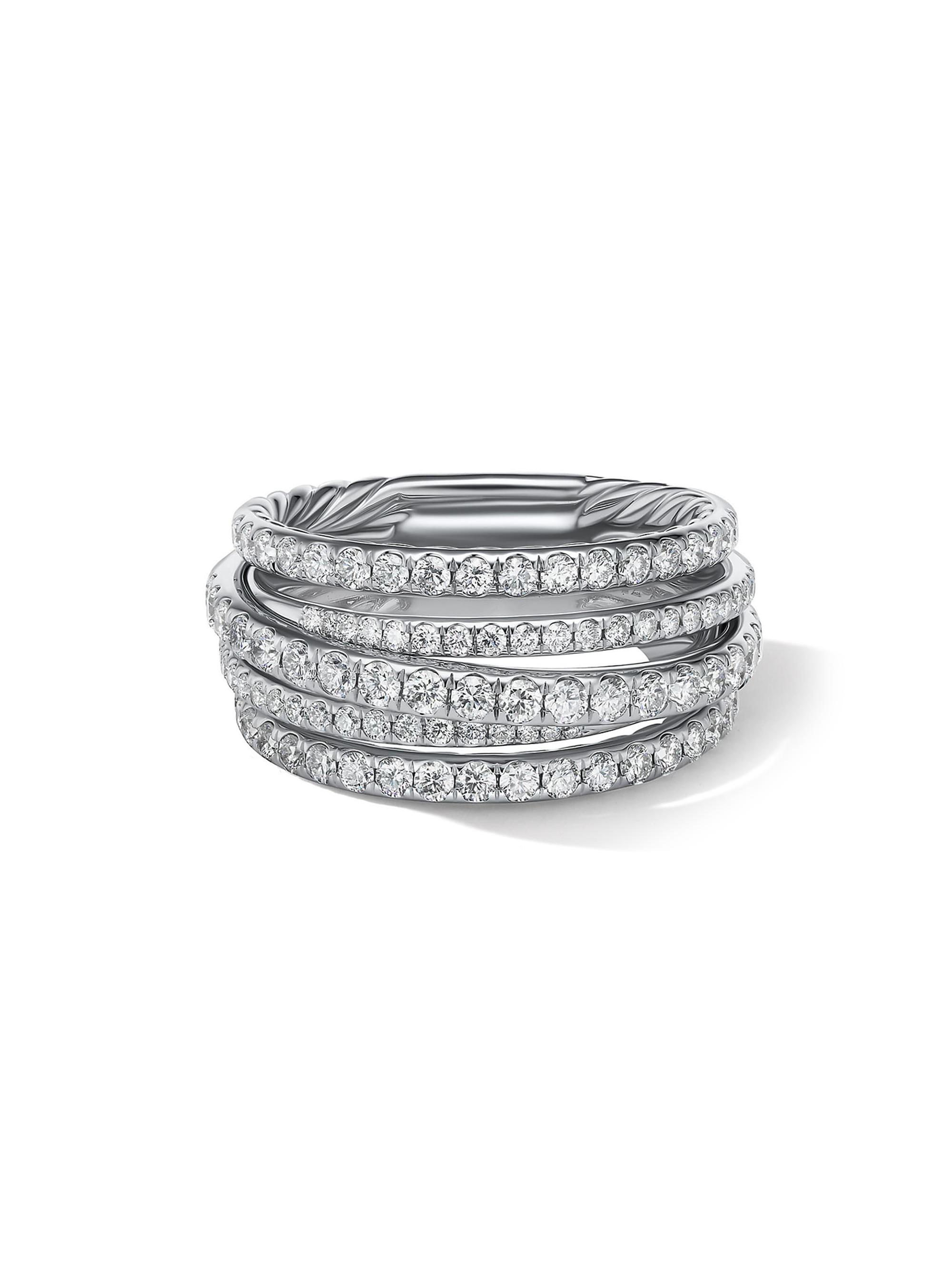 David Yurman Women's Crossover 1K White Gold & Diamond Ring