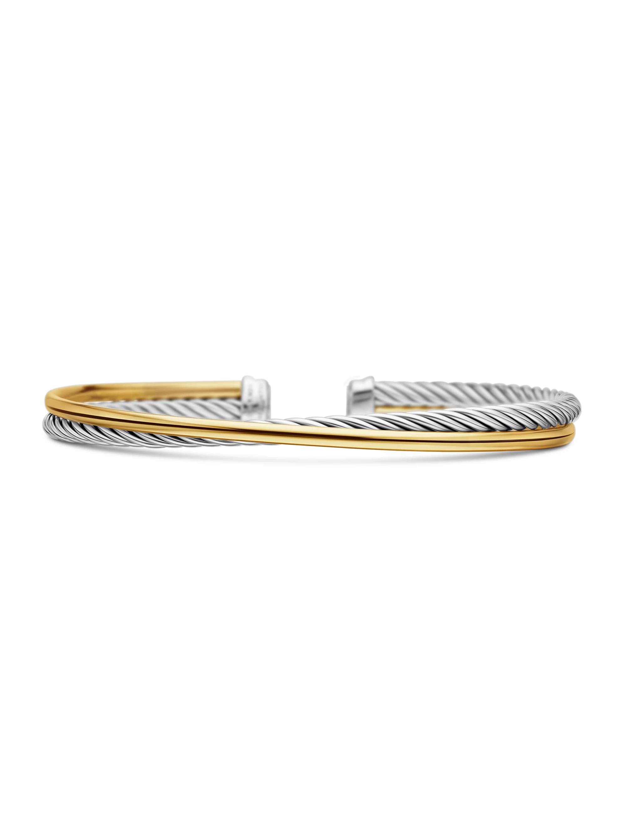 David Yurman Women's Crossover Bracelet With 18K Yellow Gold - Silver