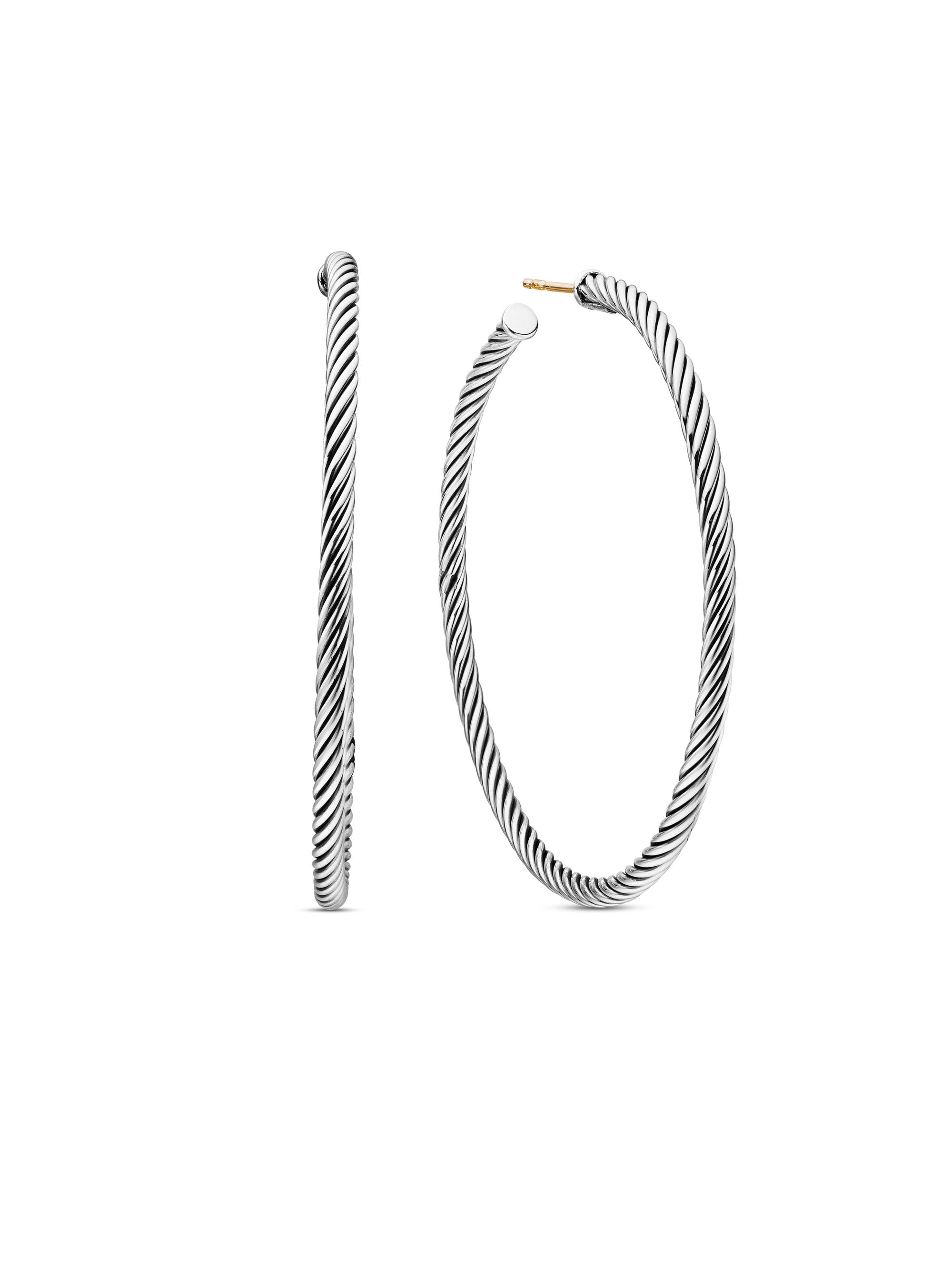 David Yurman Women's Sculpted Cable Hoop Earrings in Sterling Silver - Silver