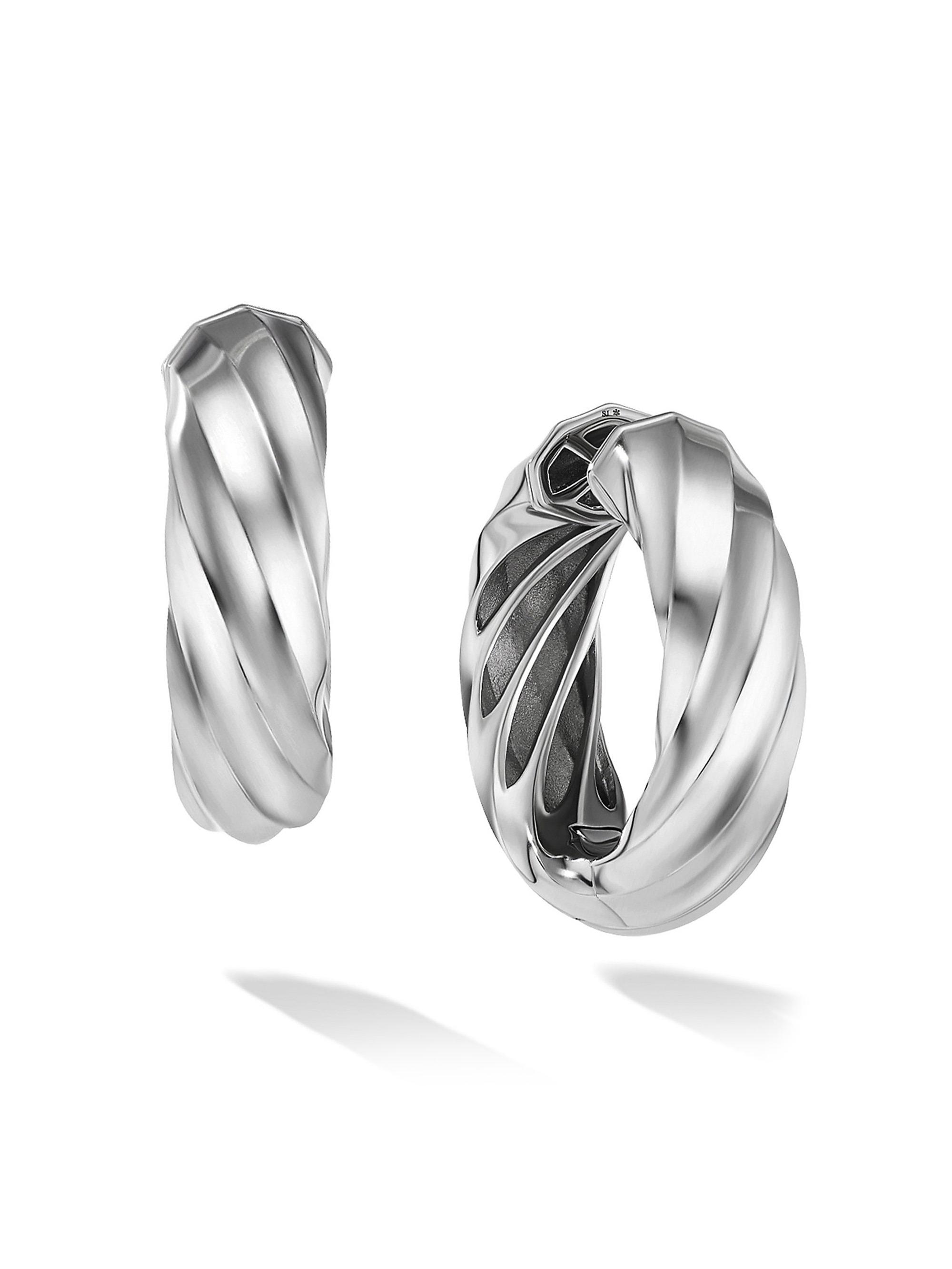 David Yurman Women's Cable Edge Hoop Earrings In Sterling Silver - Silver