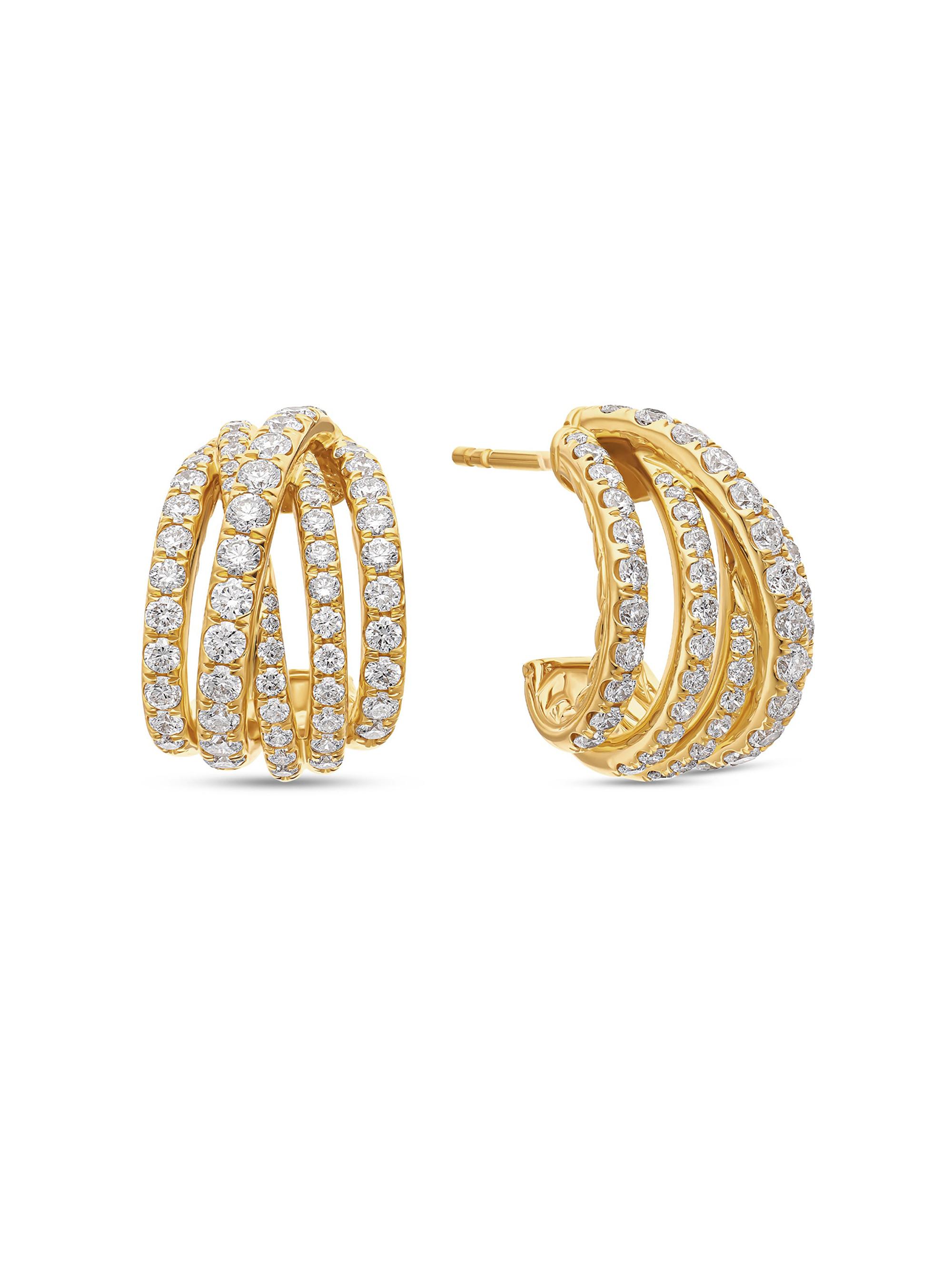 David Yurman Pavé Crossover Shrimp Earrings in 18K Yellow Gold