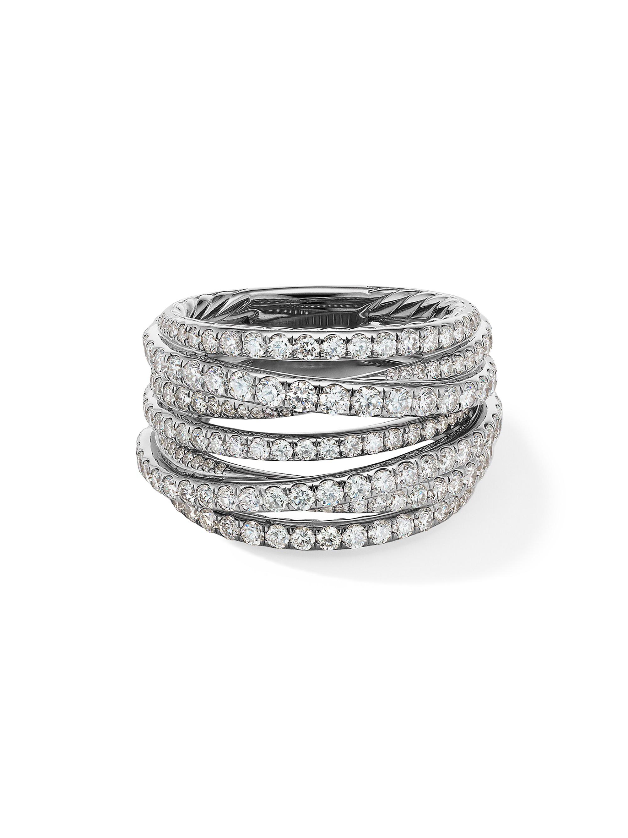 David Yurman Women's Pavé Crossover Ring In 18K White Gold With Diamonds