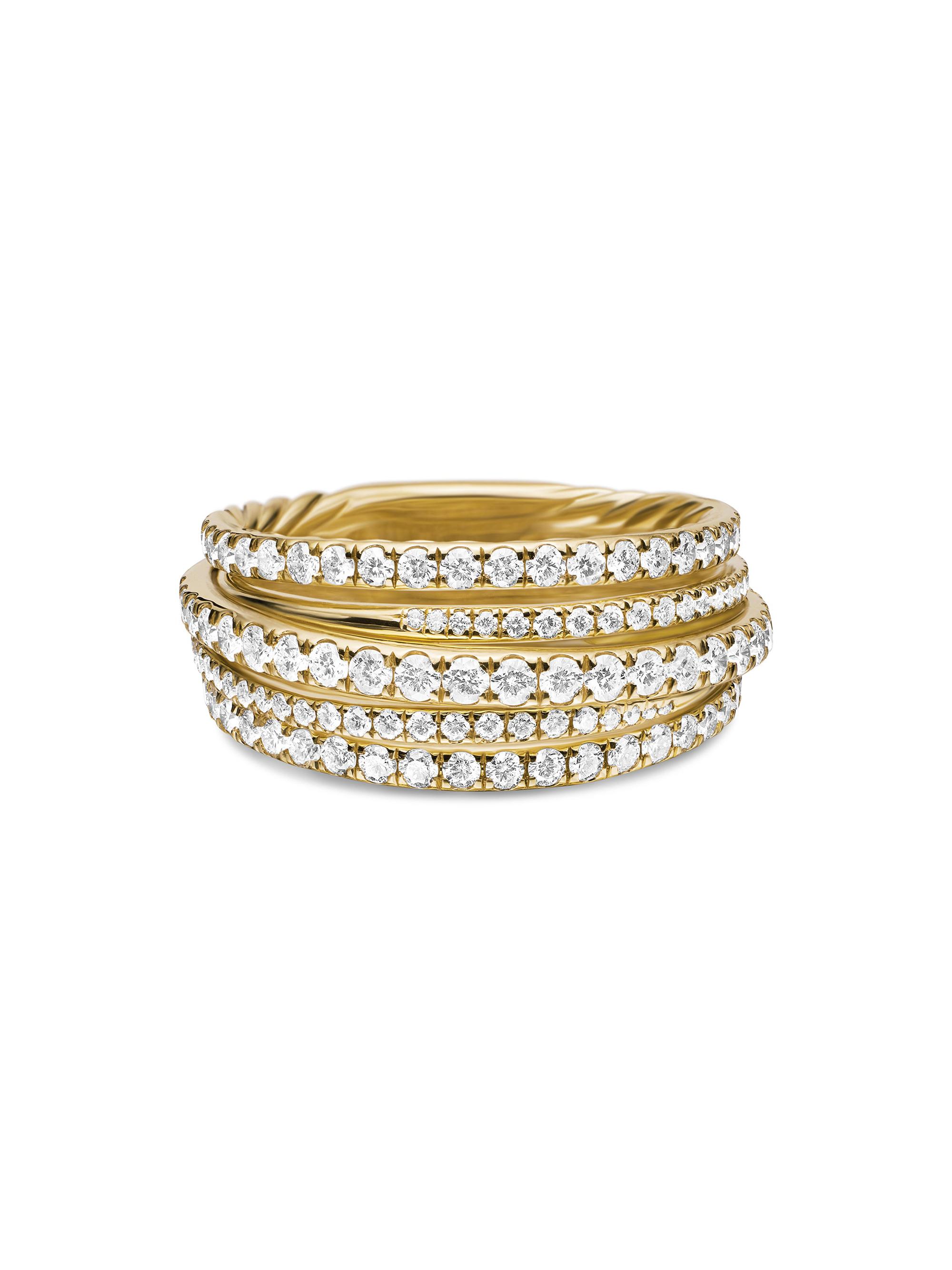 David Yurman Women's Pavé Crossover Ring In 18K Yellow Gold With Diamonds