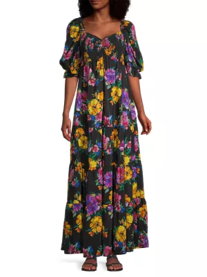 Shop Johnny Was Poppy Floral Silk Maxi Dress | Saks Fifth Avenue