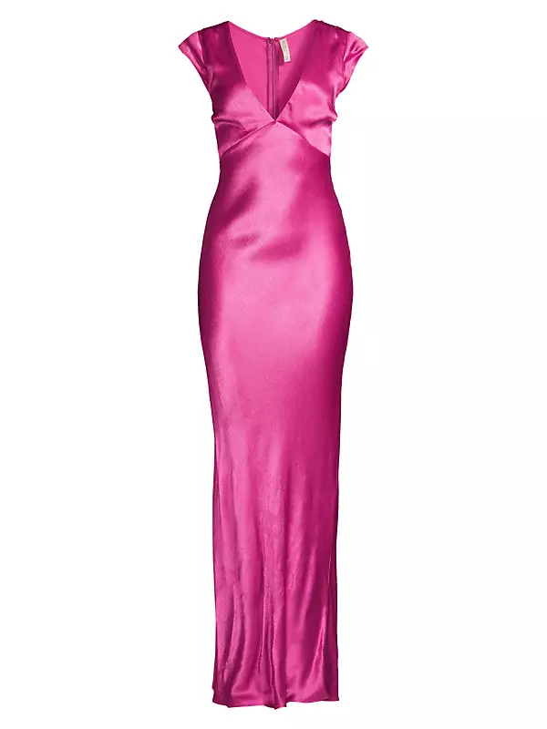Shop Bec & Bridge Indi V-Neck Satin Maxi Dress | Saks Fifth Avenue | Druckkleider