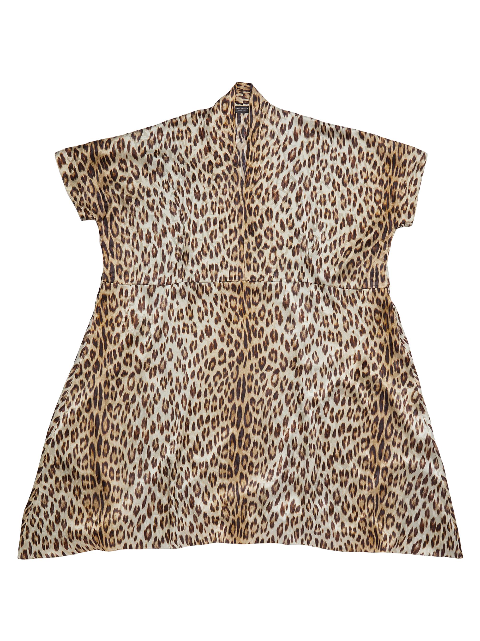Balenciaga Women's Leopard Oversized Dress - Beige