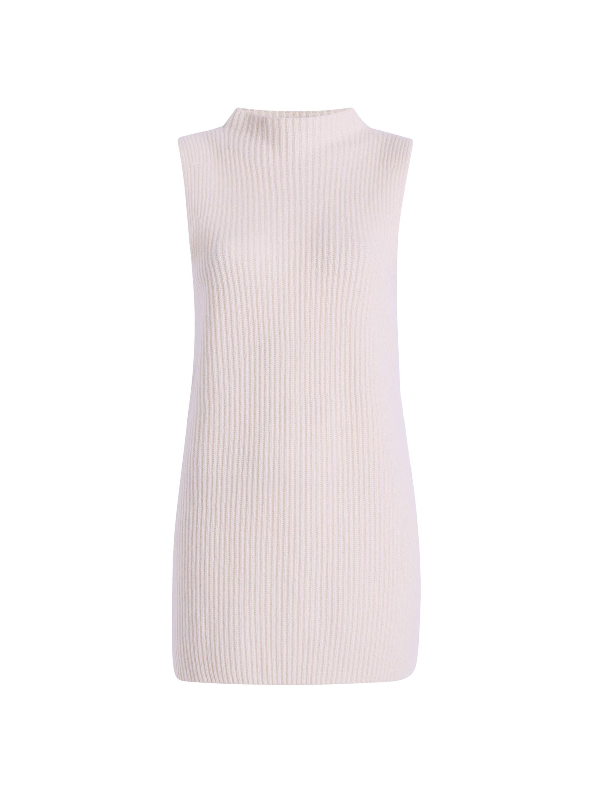Another Tomorrow Women's Mock Turtleneck Sleeveless Sweater - Off White