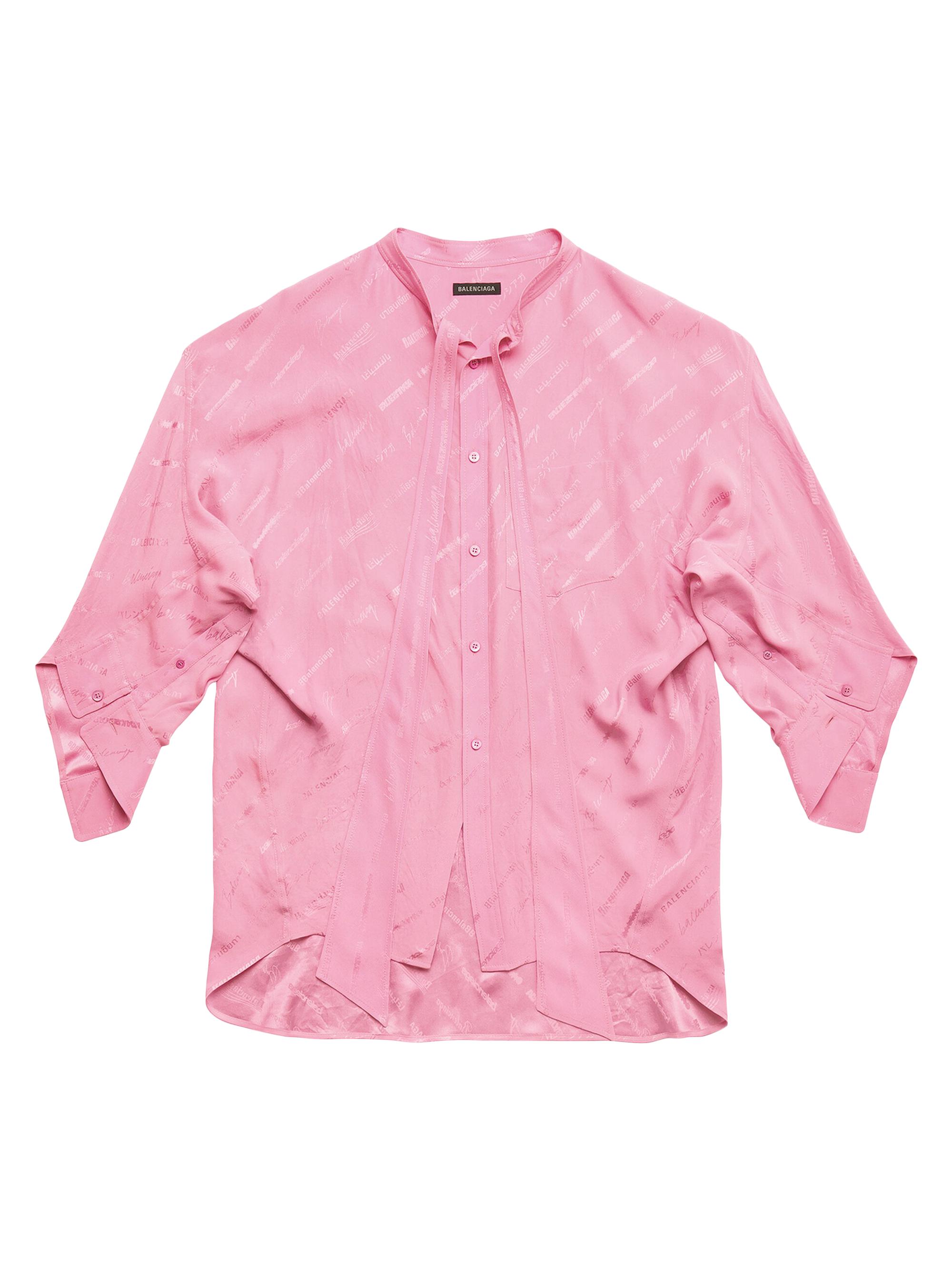 Balenciaga Women's Logomania All Over Swing Twisted Blouse - Pink