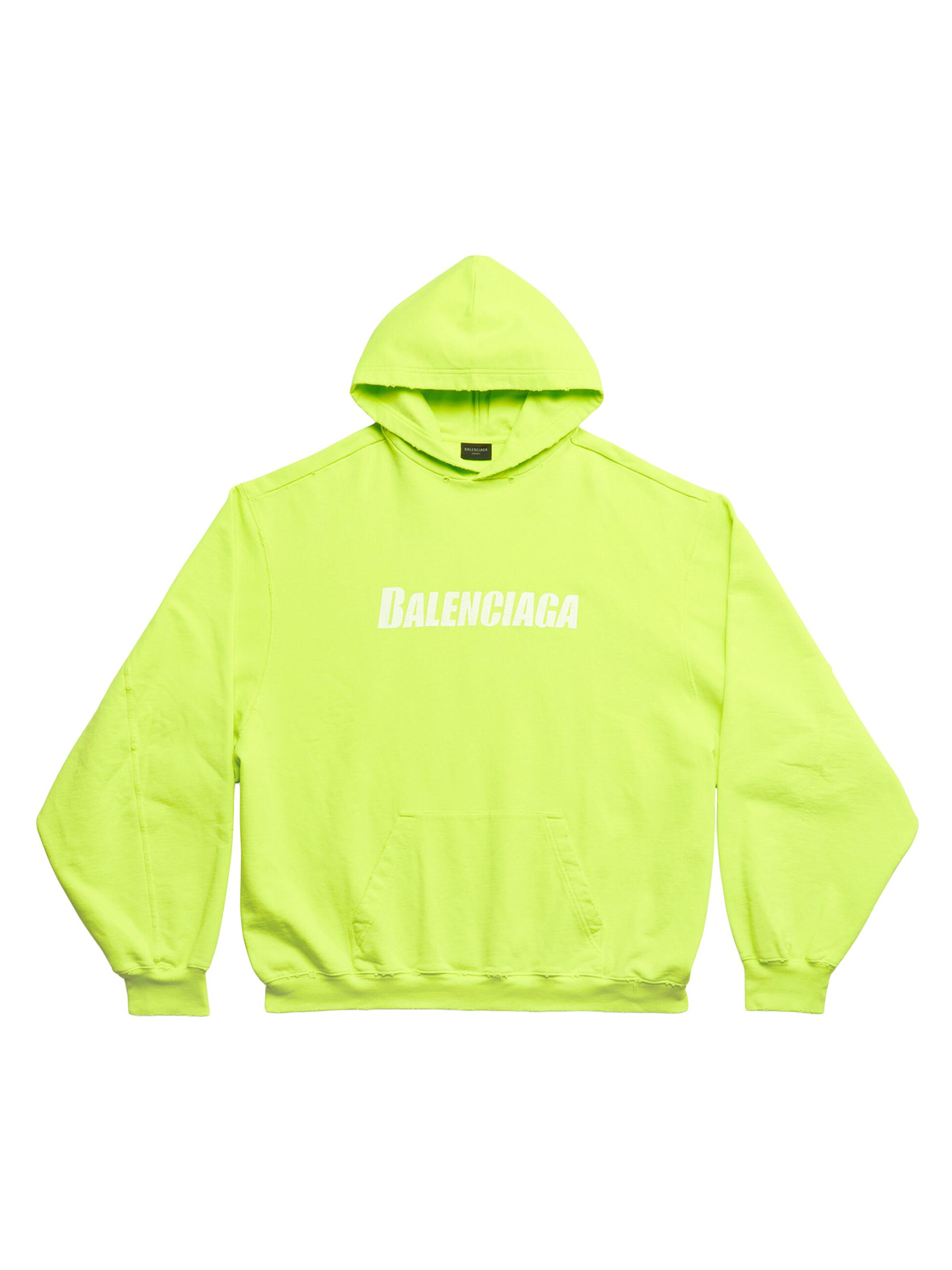 Balenciaga Destroyed Oversized Hoodie - Fluo Yellow